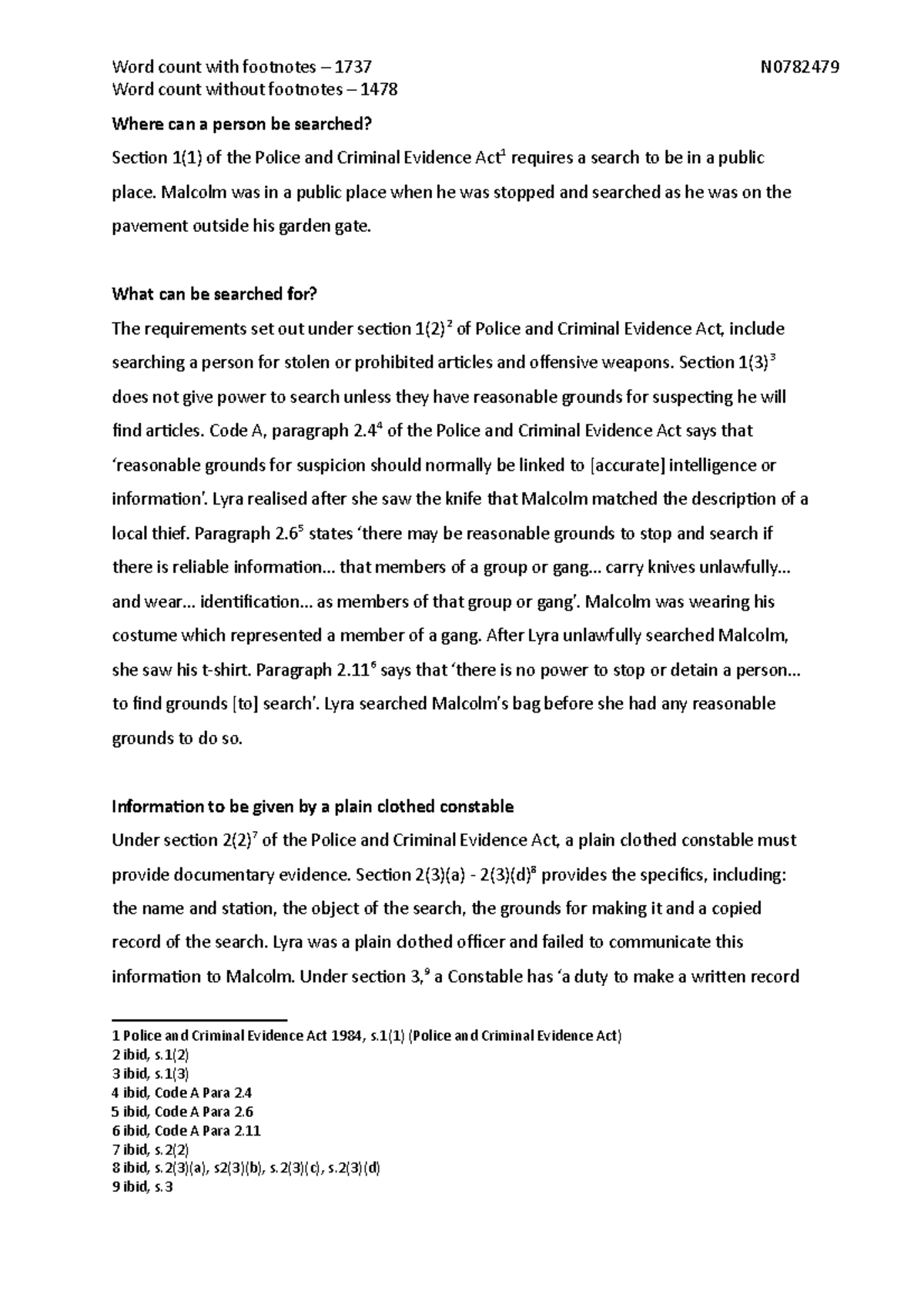 Public Law and Human Rights Coursework 2 2018/19 - Analysis of Police ...