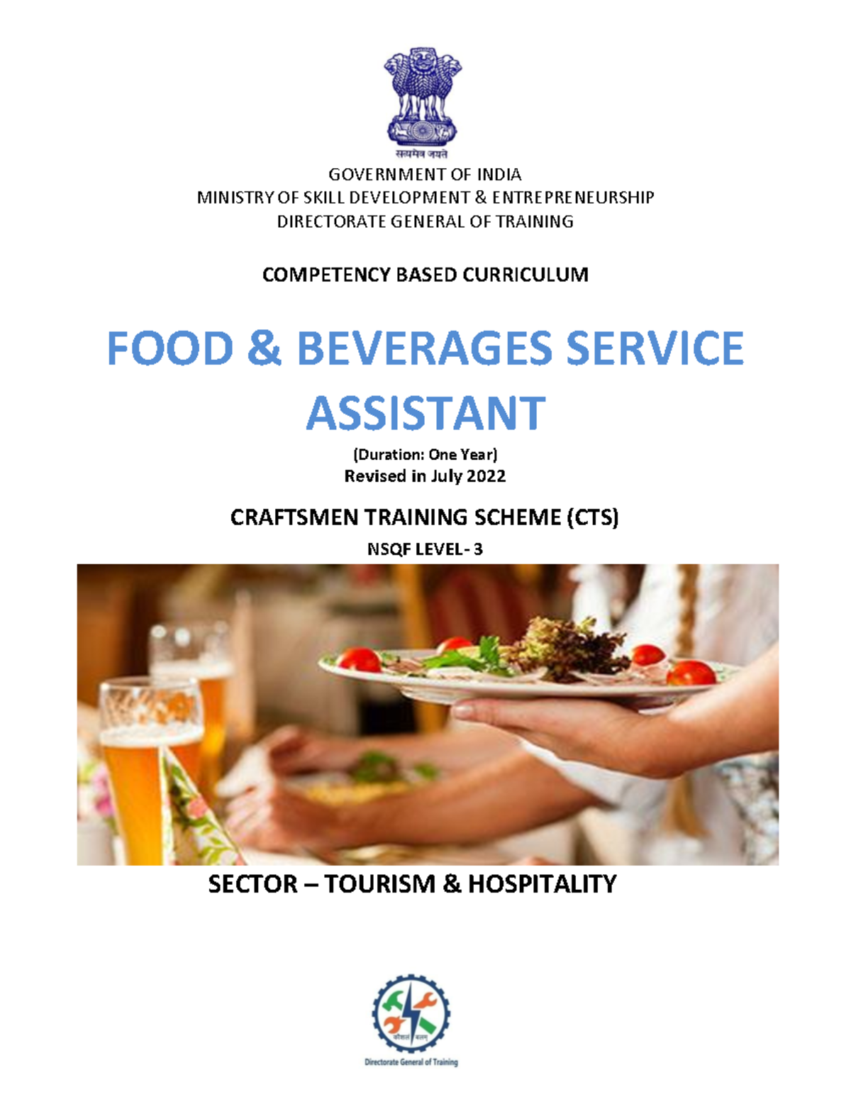 Food & Beverages Service Assistant Course (CTS2) - Curriculum Overview ...