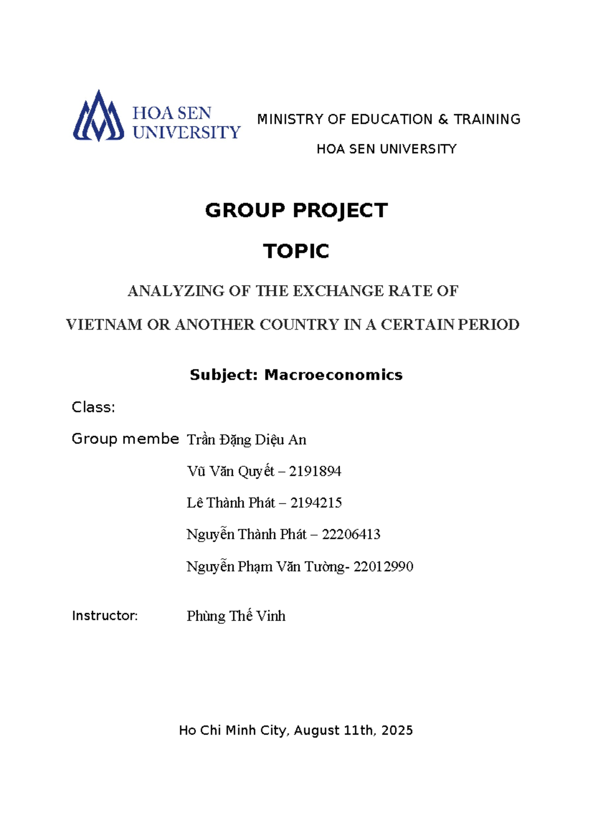 Analyzing Exchange Rates: A Group Project in Macroeconomics (Course ...