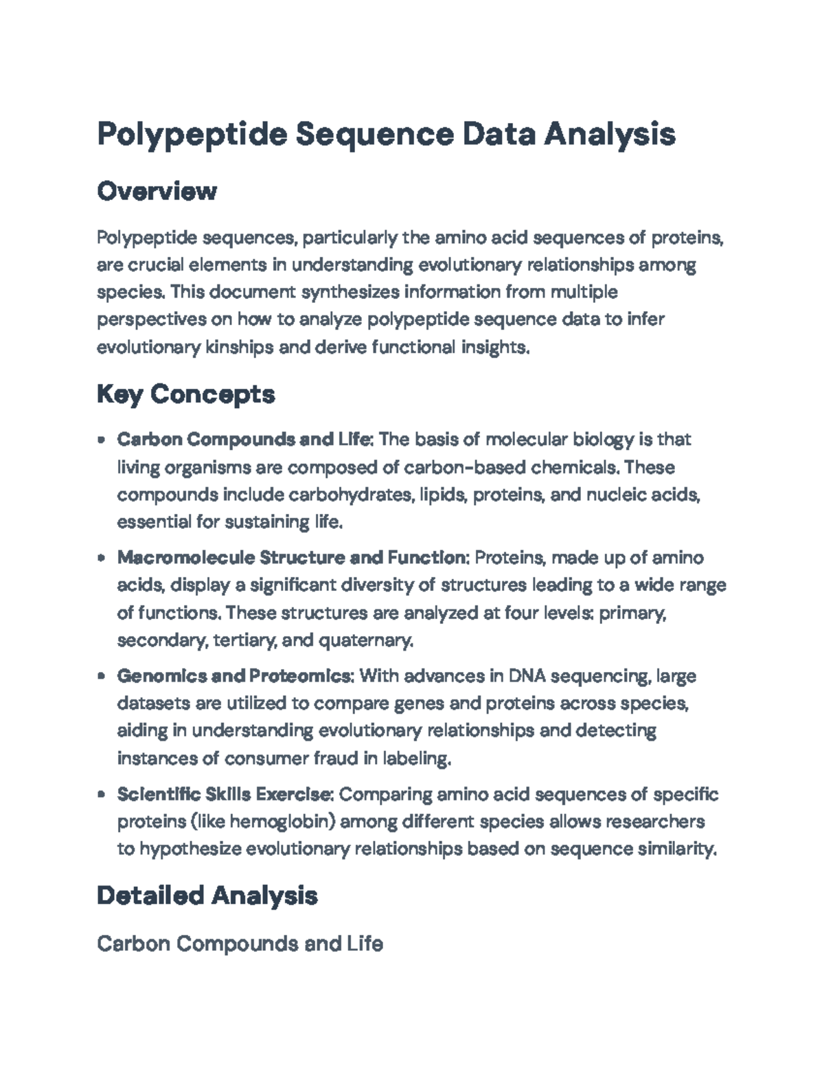Polypeptide Sequence Data Analysis for Evolutionary Biology Studies ...