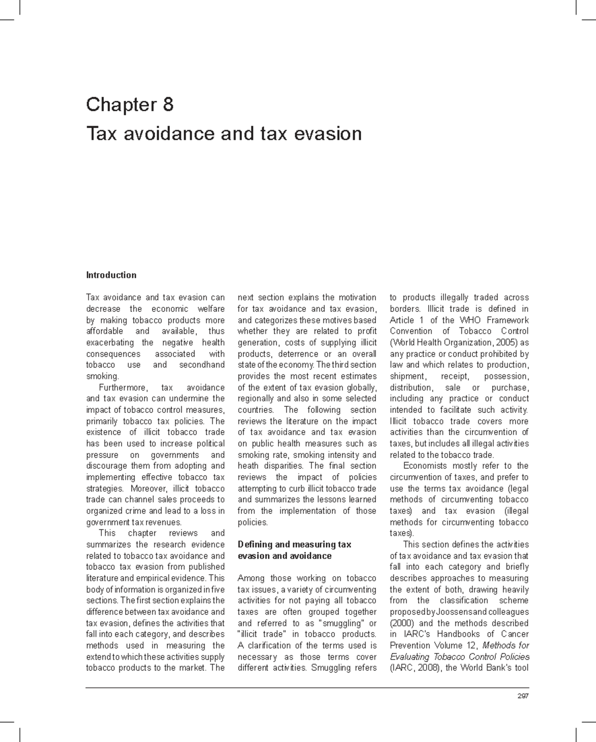 Chapter 8: Tax Avoidance and Evasion in Tobacco Control (Handbook 14-8 ...