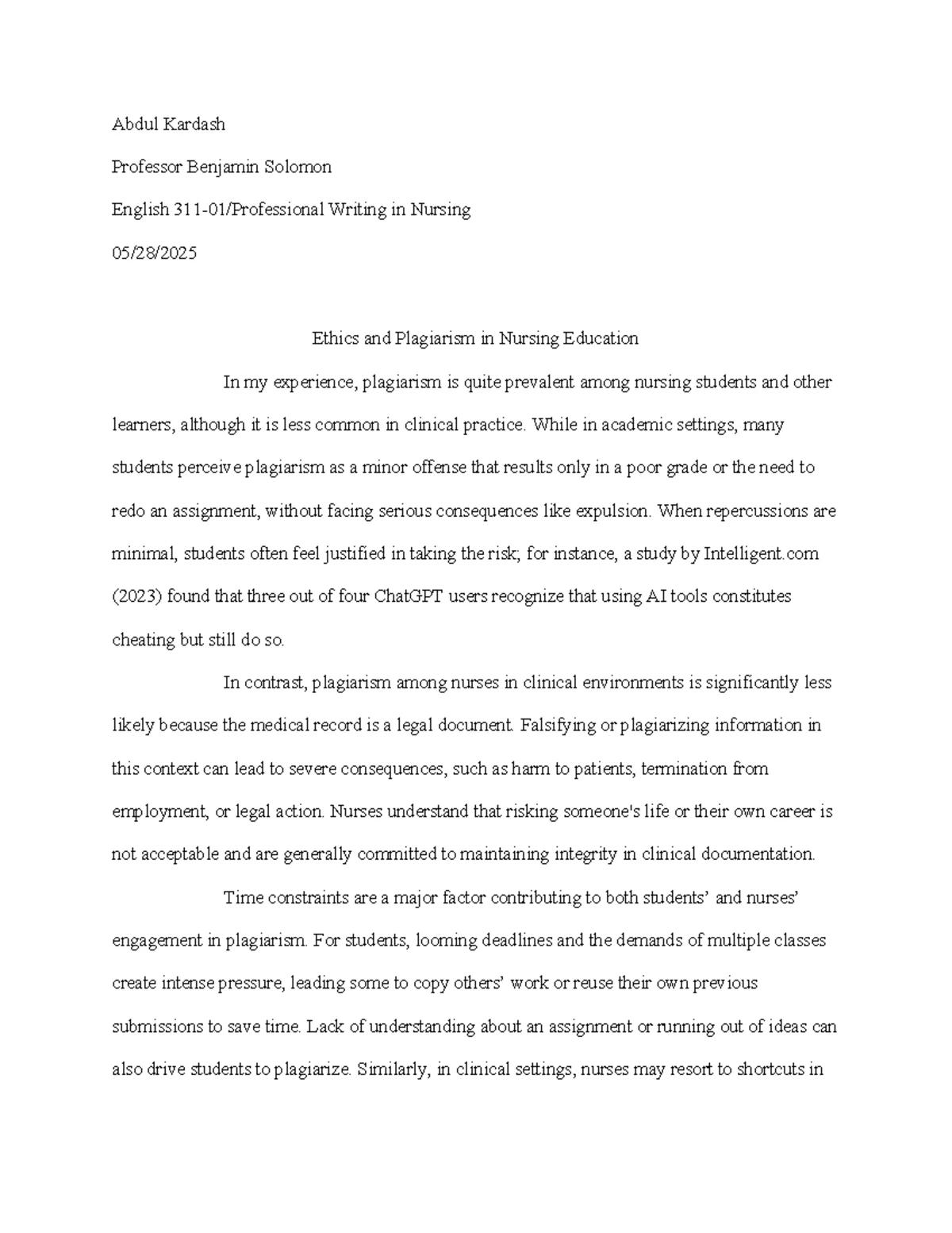 Writing in Nursing: English 251 Open Textbook Overview - Studocu
