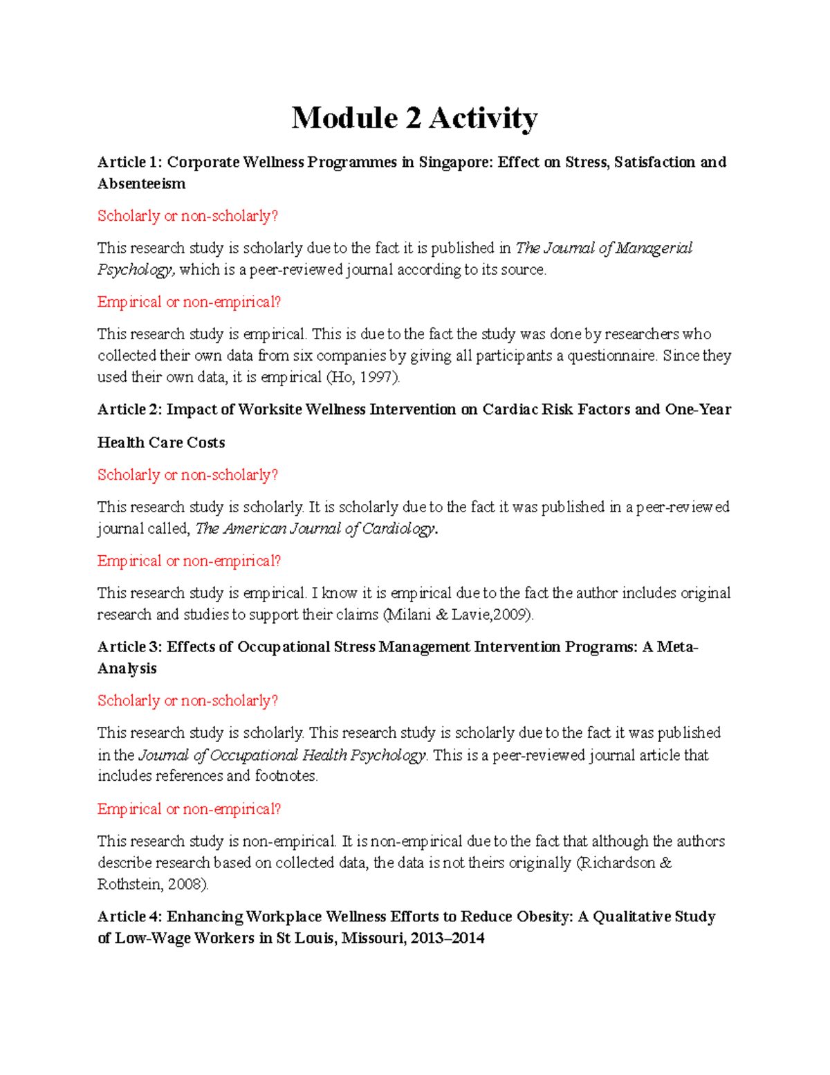 Module 2 Activity: Research Notes on Corporate Wellness Programs - Studocu