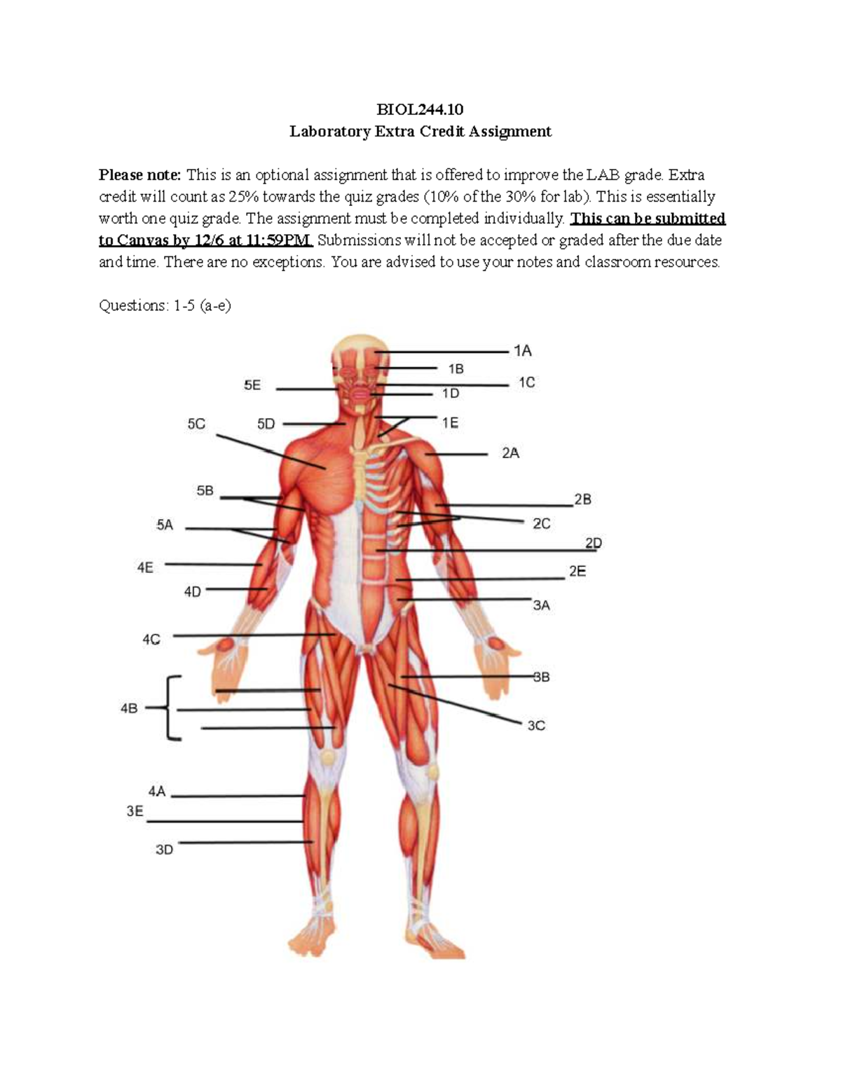BIOL244.10 Optional Lab Extra Credit Assignment - BIOL244. Laboratory ...