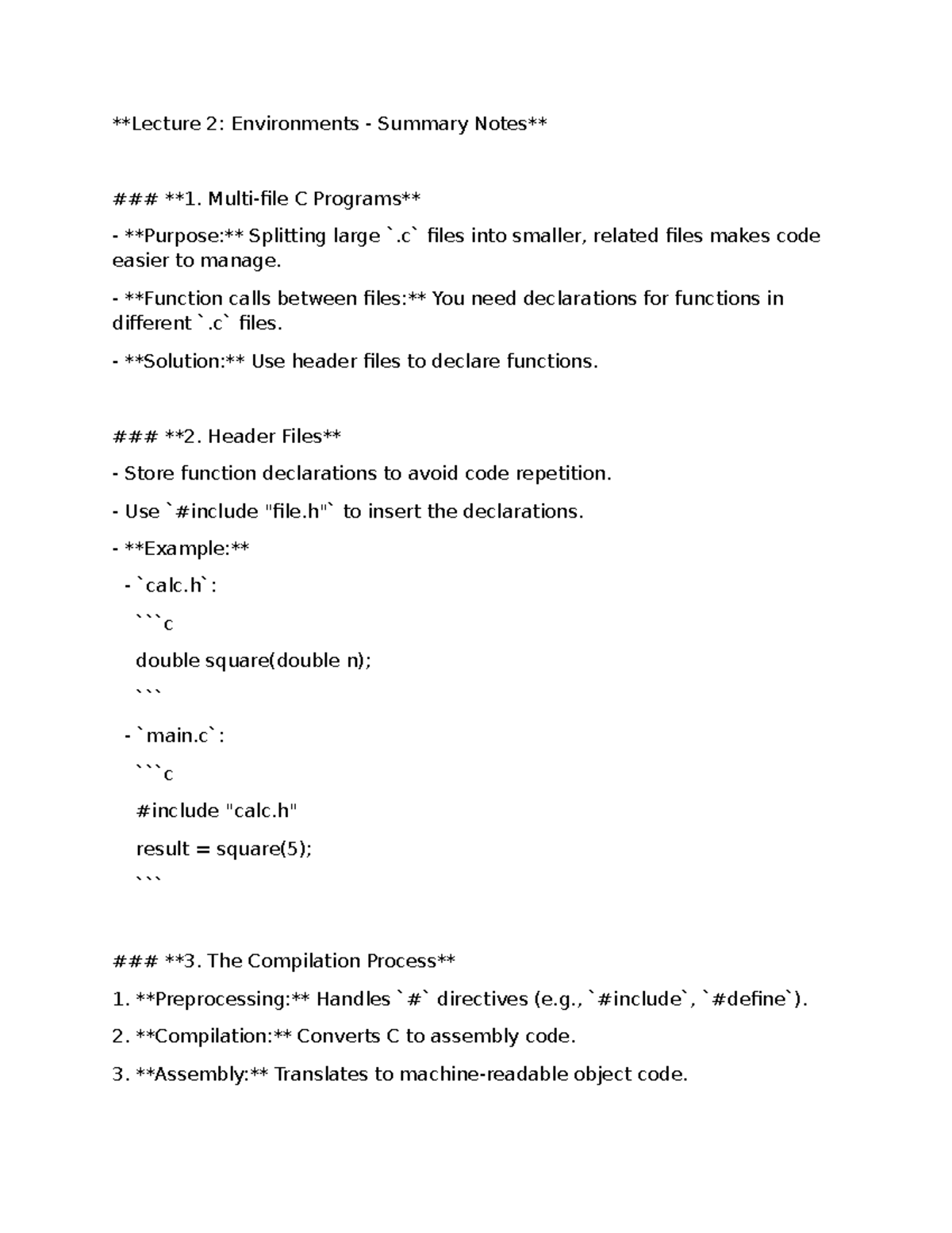 CSE101: Lecture 2 Summary - Environments and Compilation Process - Studocu