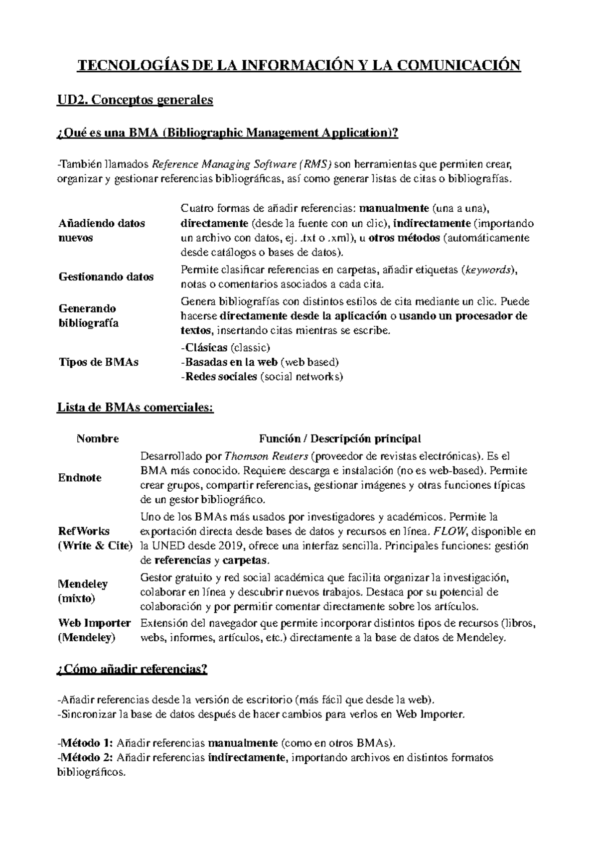 UD2 - Conceptos Generales sobre BMAs y su Gestión Bibliográfica - Studocu