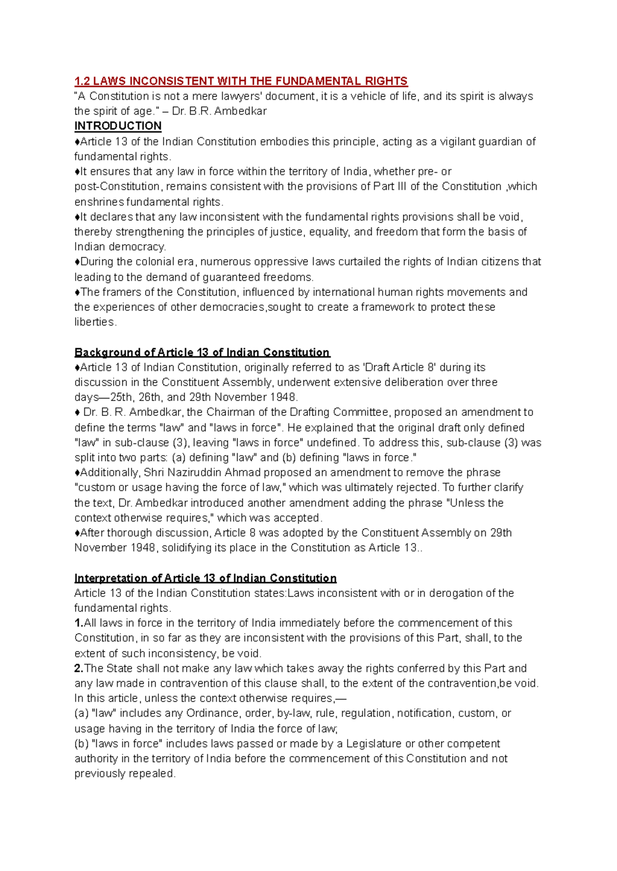 1.2 LAWS Inconsistent WITH THE Fundamental Rights: An Analysis of ...