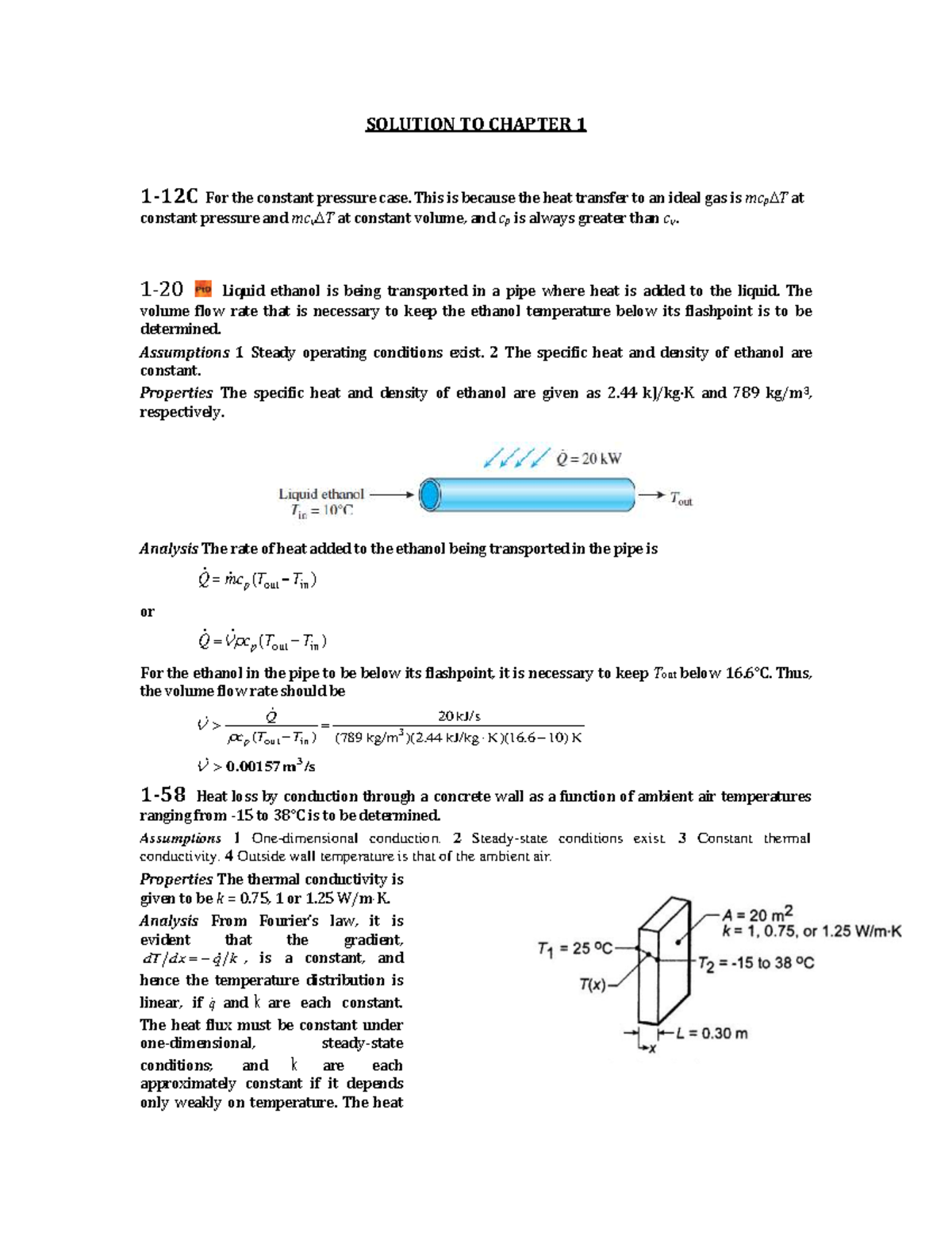 Solution to Chapter 1 - Heat Transfer Analysis BLDG 476 - Studocu