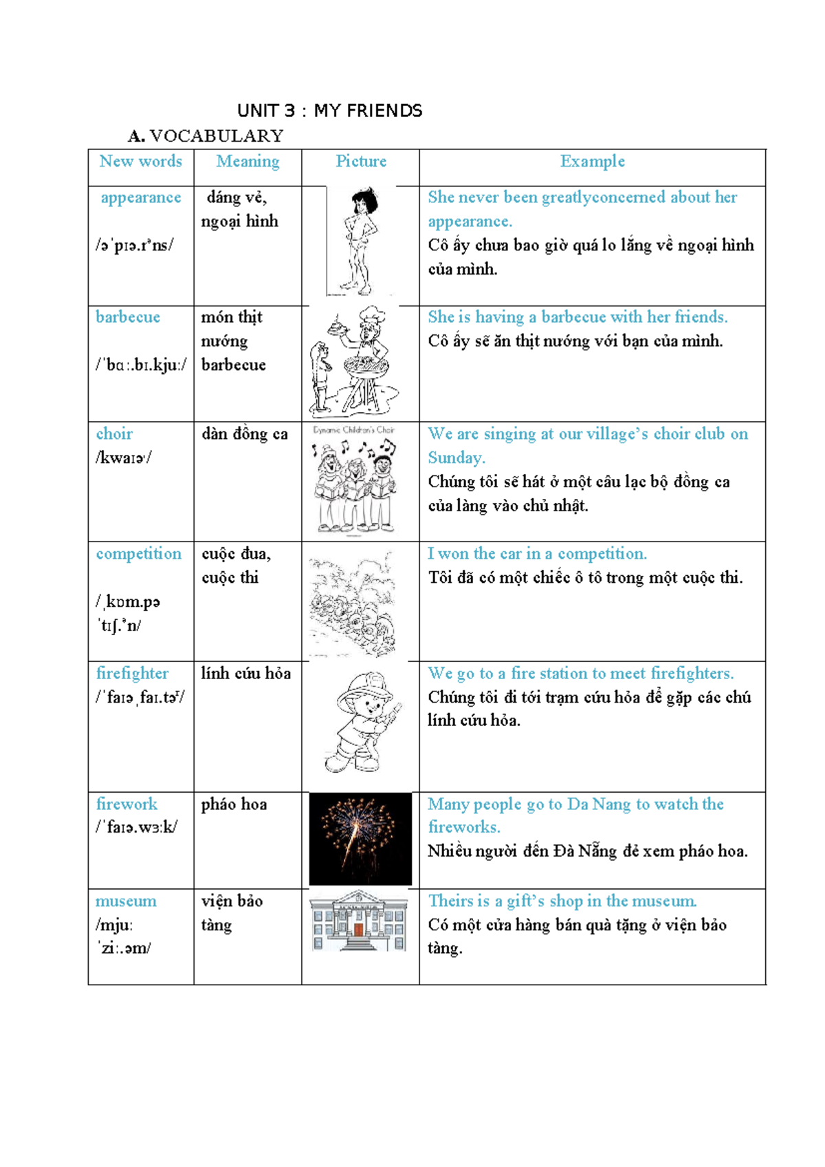 Unit 3: Vocabulary & Grammar Exercises for English 6 (HS) - Studocu