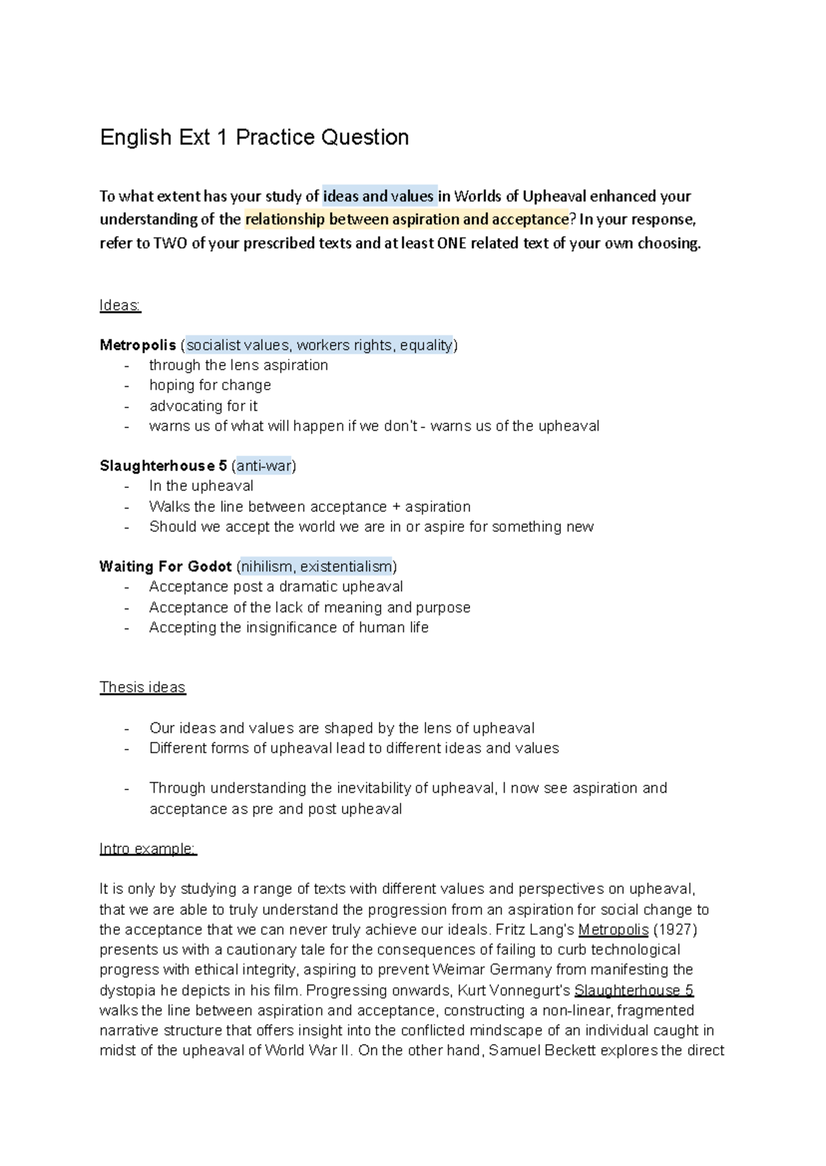 English Ext 1 Practice Question - English Ext 1 Practice Question To ...