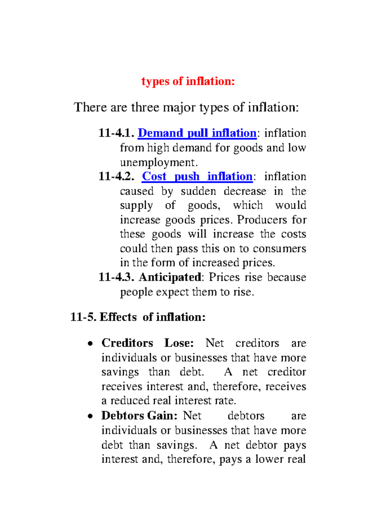 ECO 101 Final Exam: Inflation Types, Effects & Related Questions - Studocu