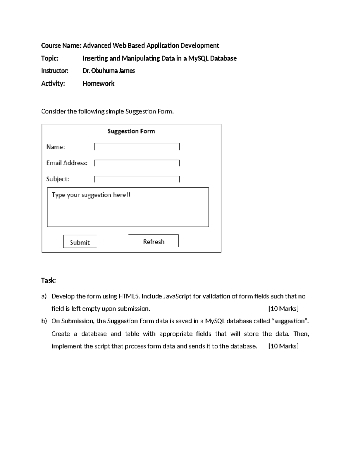 Topic 8 Homework - Course Name: Advanced Web Based Application ...
