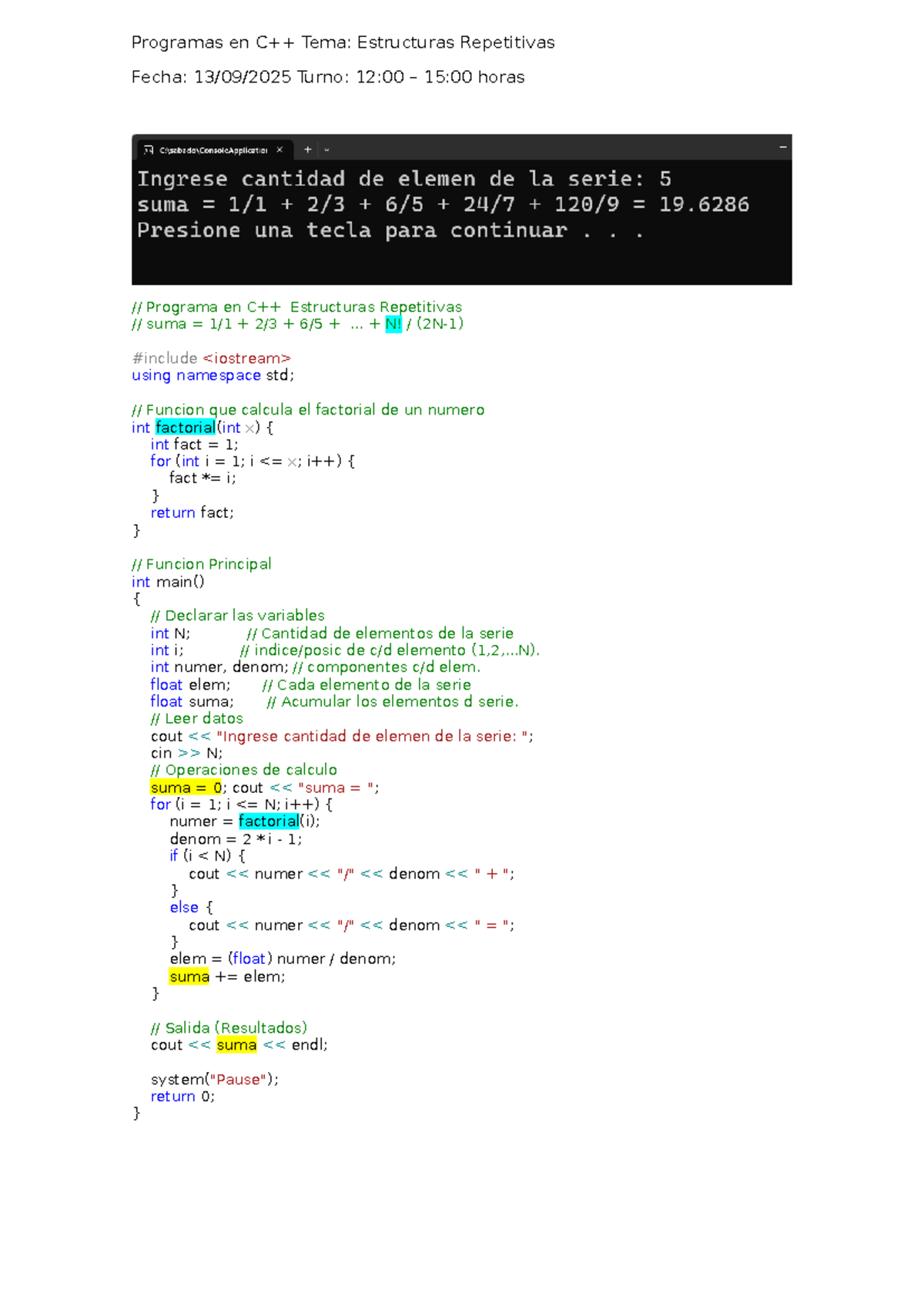 Programas en C++: Estructuras Repetitivas y Funciones (2025) - Studocu