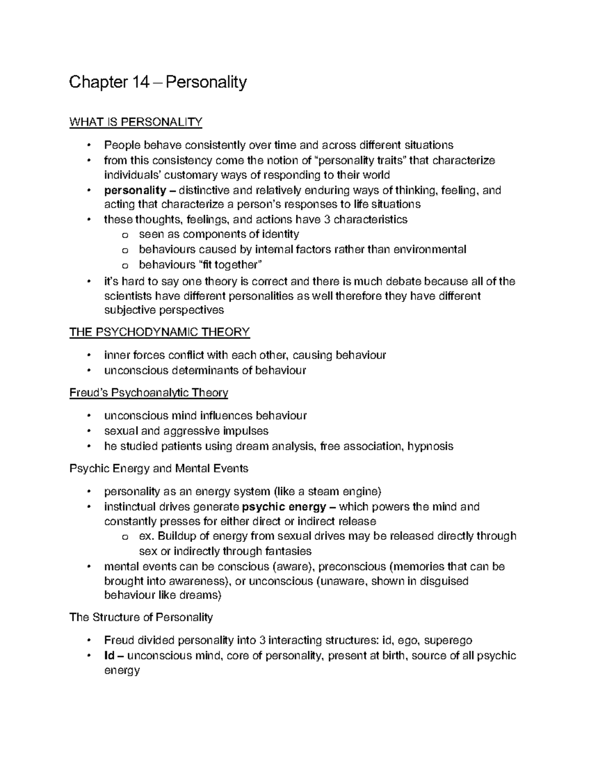Psych 101: Chapter 14 - Understanding Personality Theories and ...