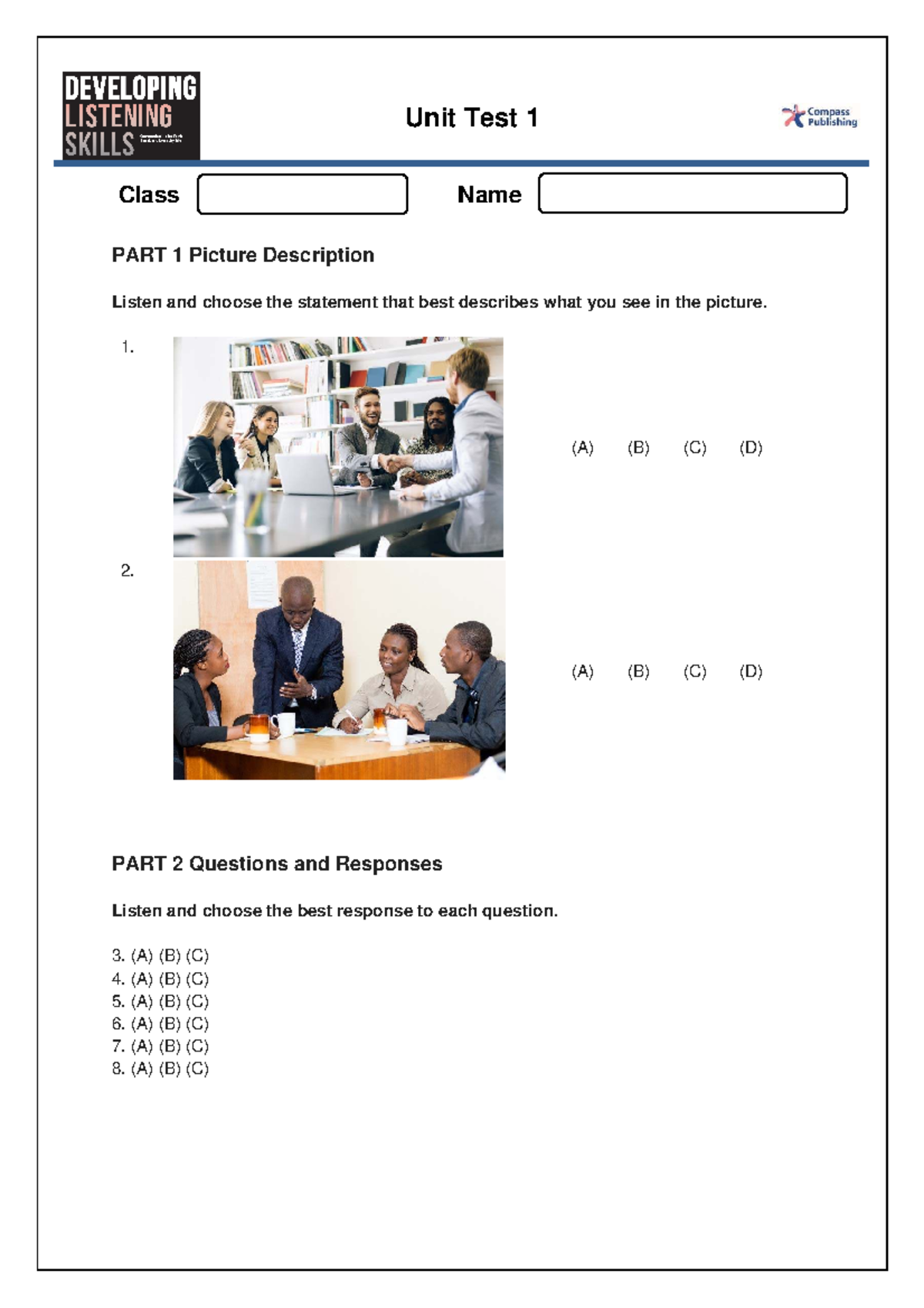 Unit Test 1: Developing Listening Skills 3rd Edition - Studocu
