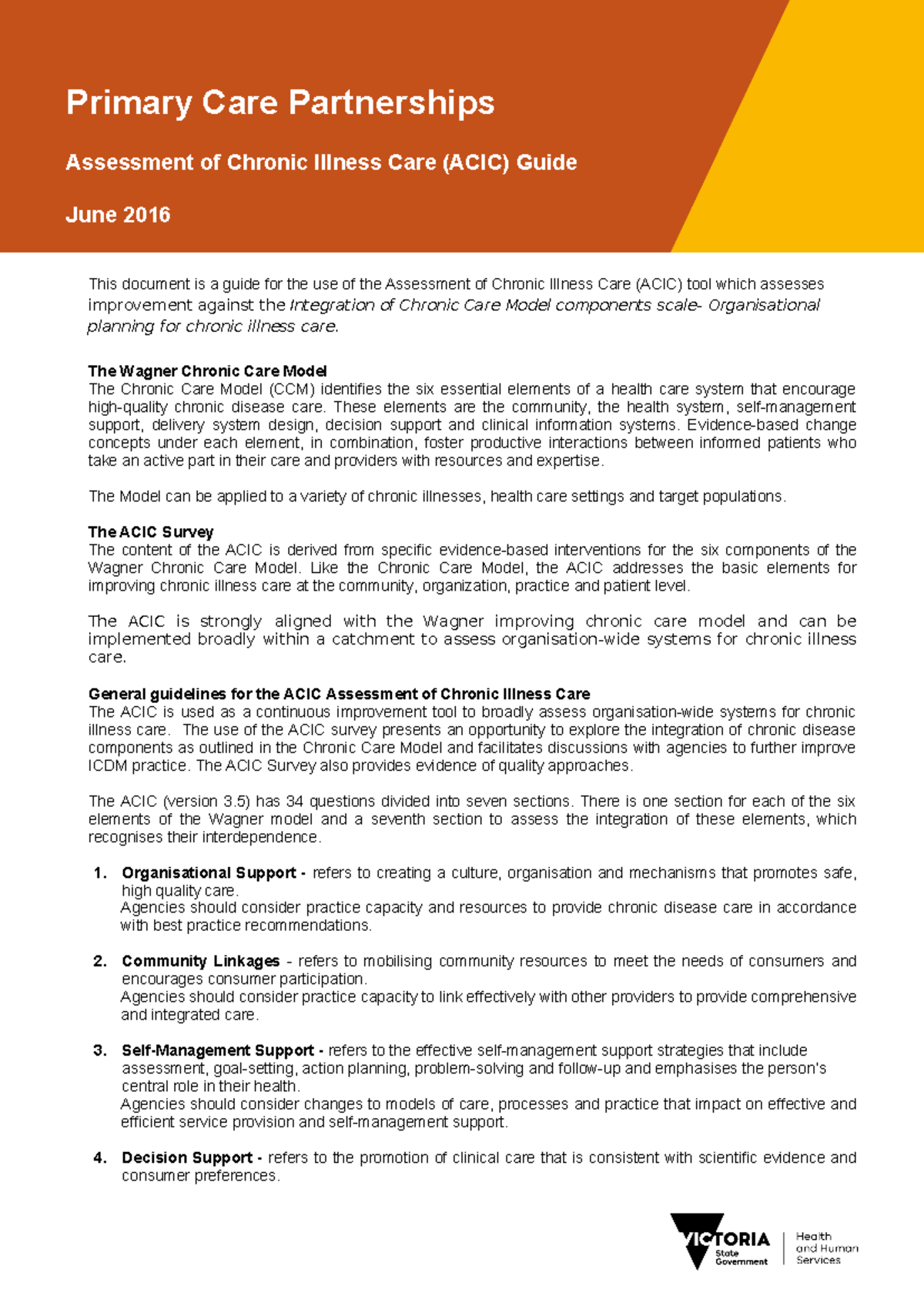 Assessment of Chronic Illness Care (ACIC) Guide - June 2016 - Studocu