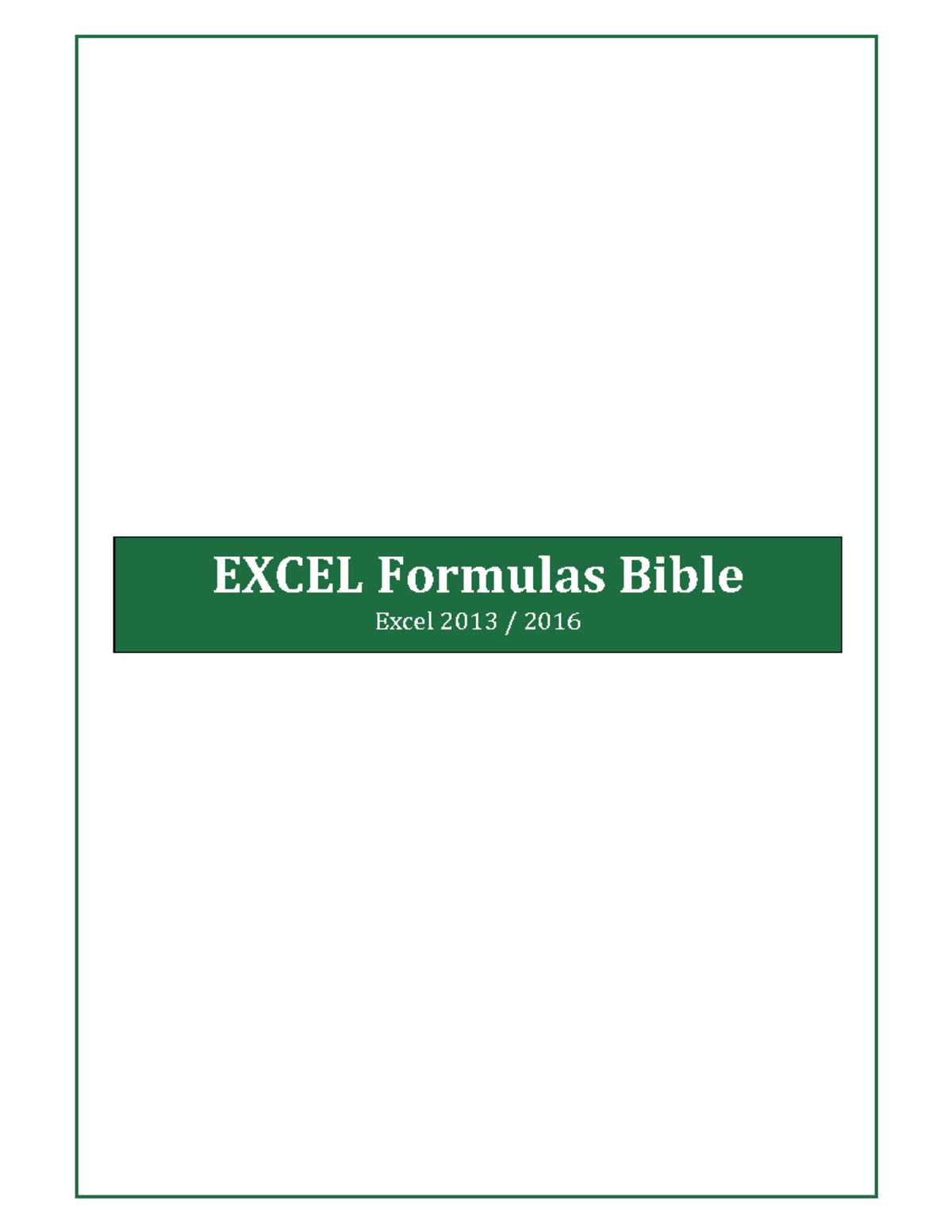 Excel 2013 Formulas: Comprehensive Guide and Examples - Studocu