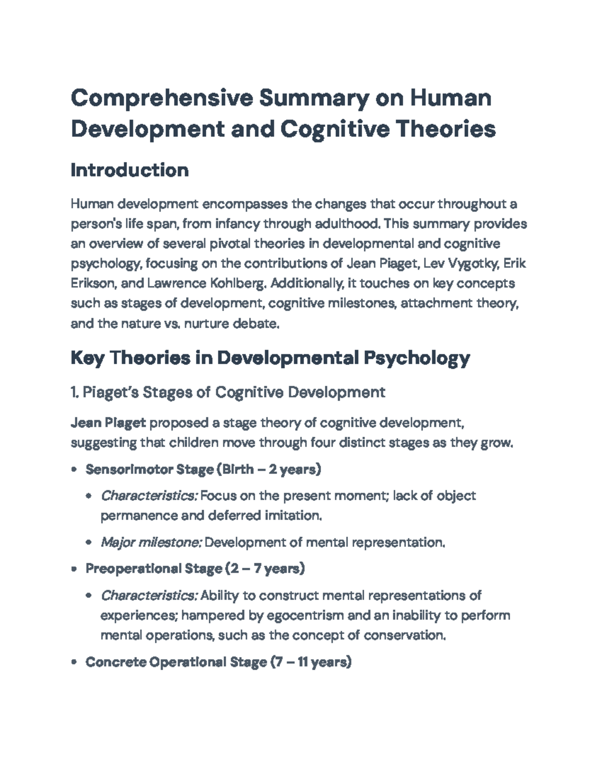 Comprehensive Overview of Human Development Theories and Concepts ...