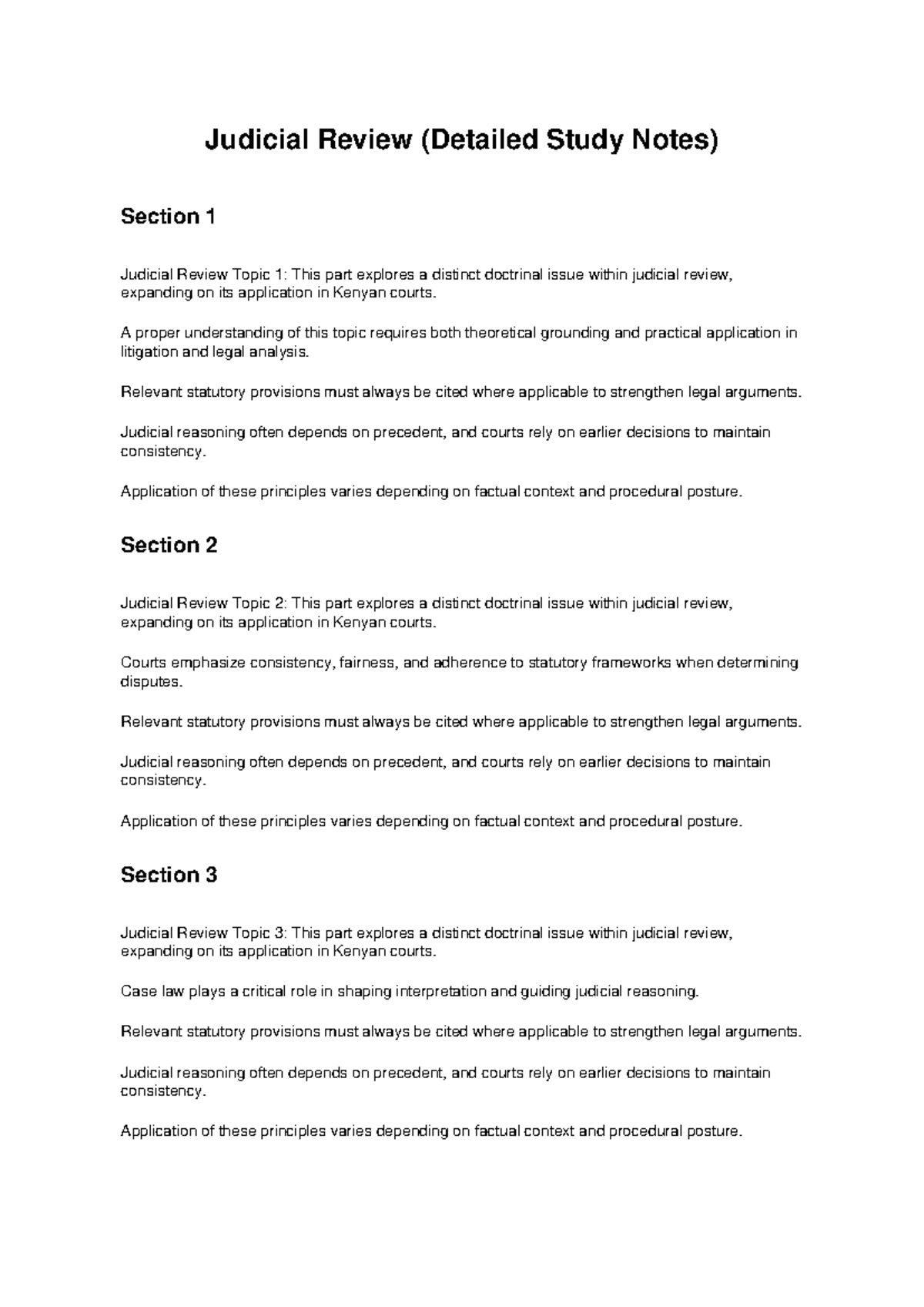Judicial Review (Detailed Study Notes) - Kenyan Courts Analysis - Studocu