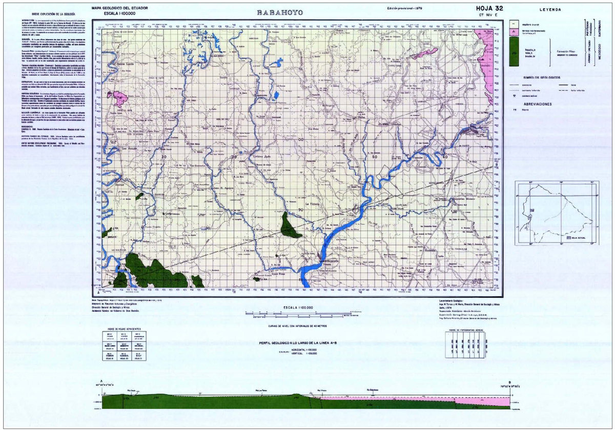 MAPA GEOLOGICO DEL ECUADOR 1979 - HOJA 32 - BABAHOYO CT - Document Preview
