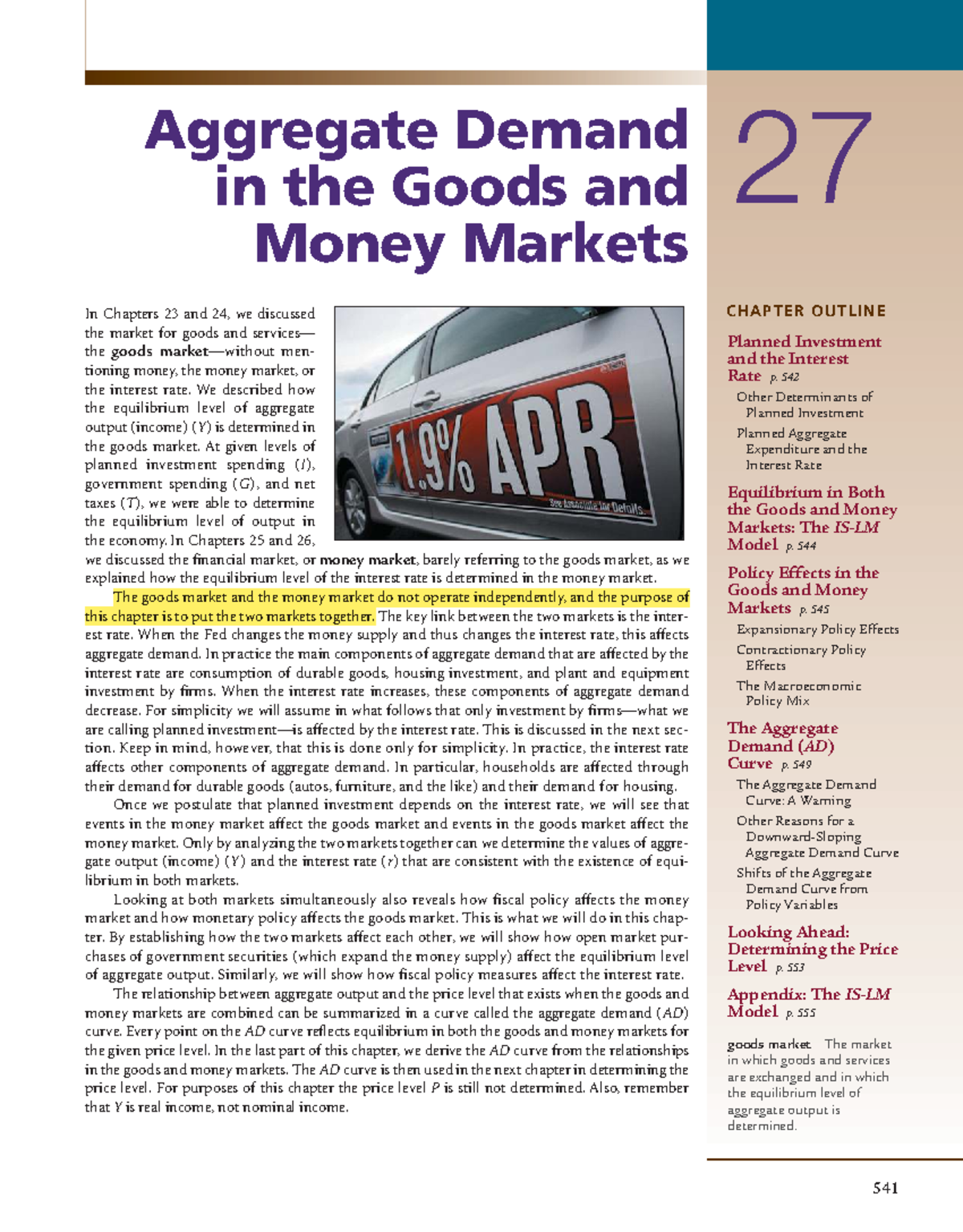 Aggregate Demand in Goods and Money Markets - Ch27 Econ Principles ...
