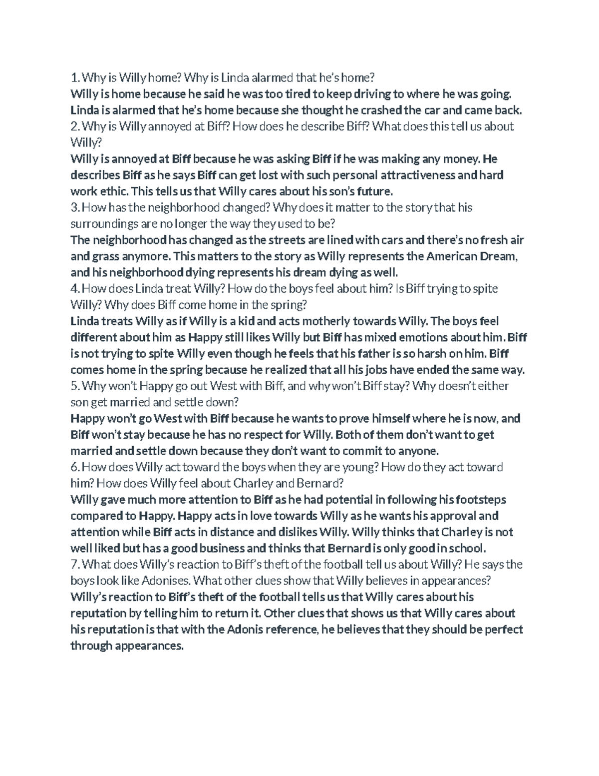 English Literature: Death of a Salesman Act 1 Analysis Notes - Studocu