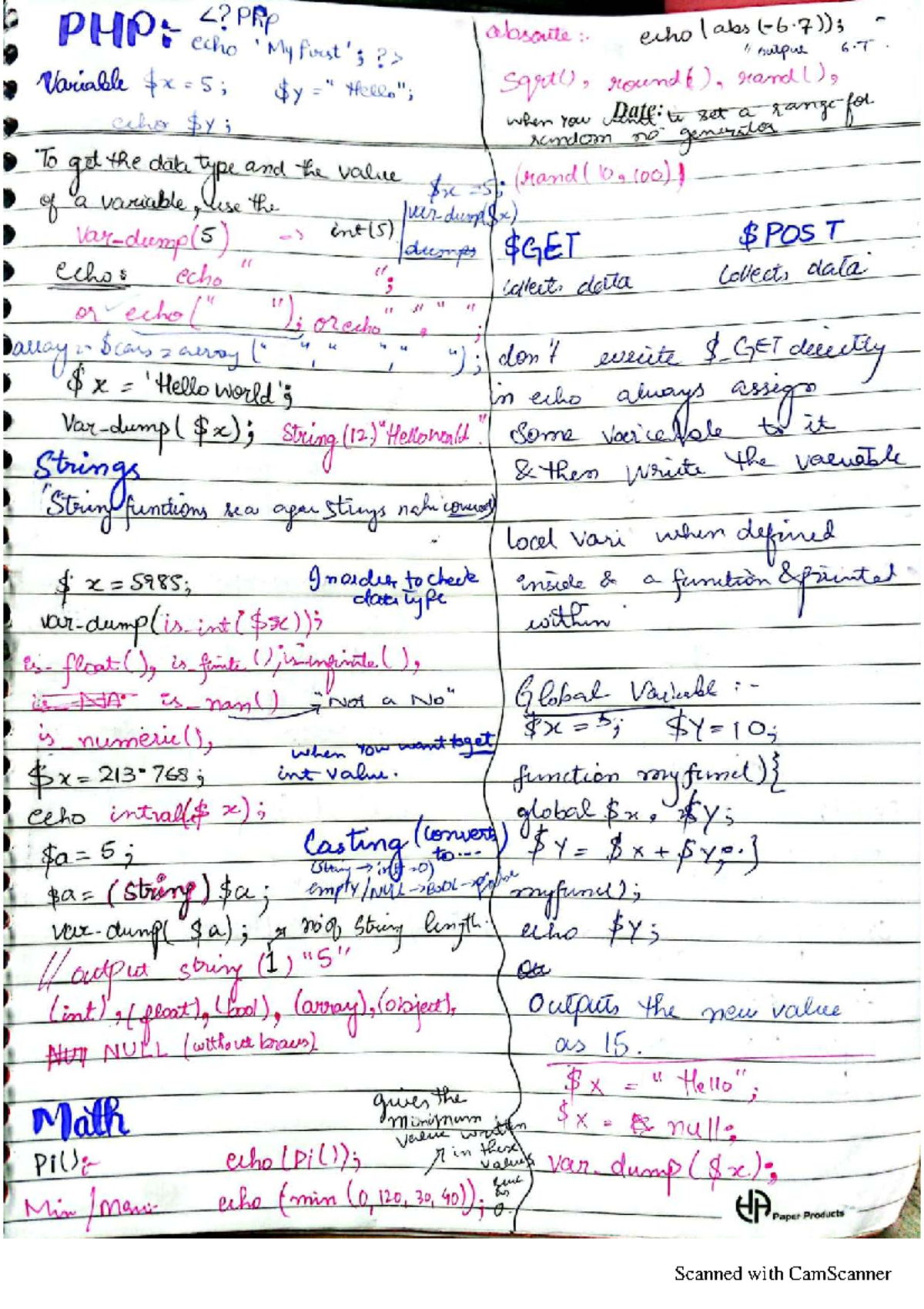 PHP Revision Notes: Key Functions & Data Types for ITS - Studocu