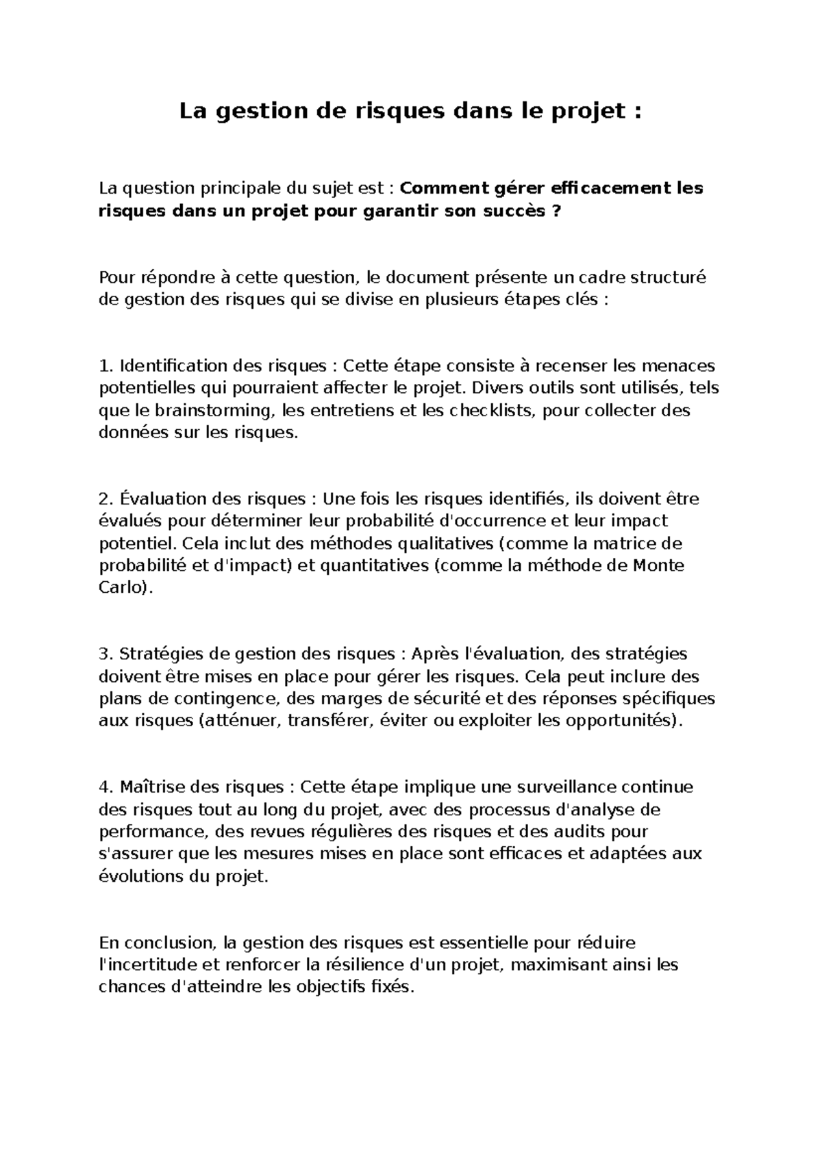 3 - ............... - La gestion de risques dans le projet : La ...