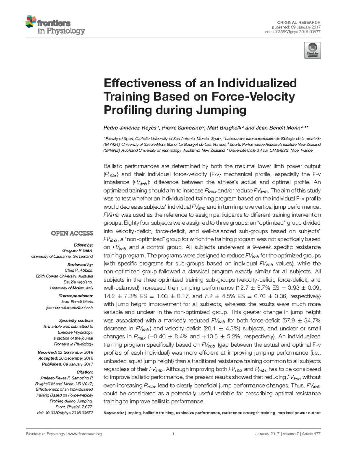 Optimized Training for Jump Performance: Individualized Approaches ...