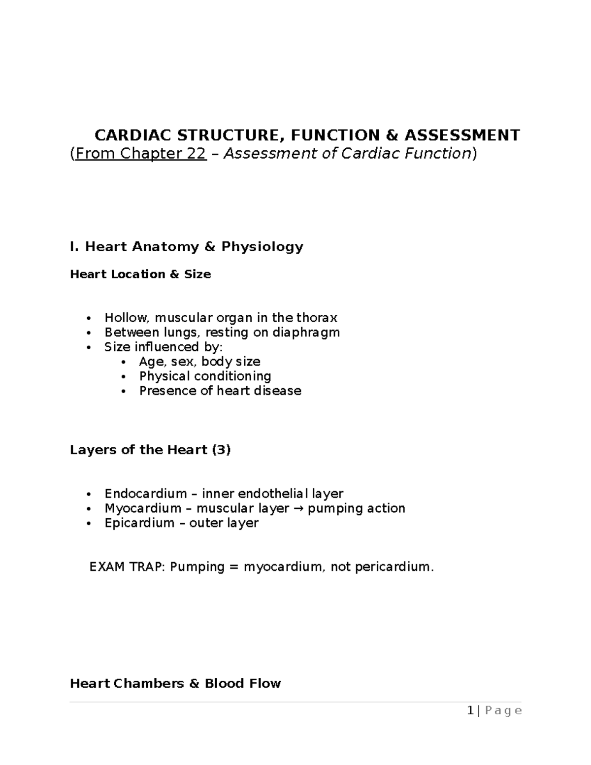 MED SURG 1 Cardiac Structure & Function Study Guide - Studocu