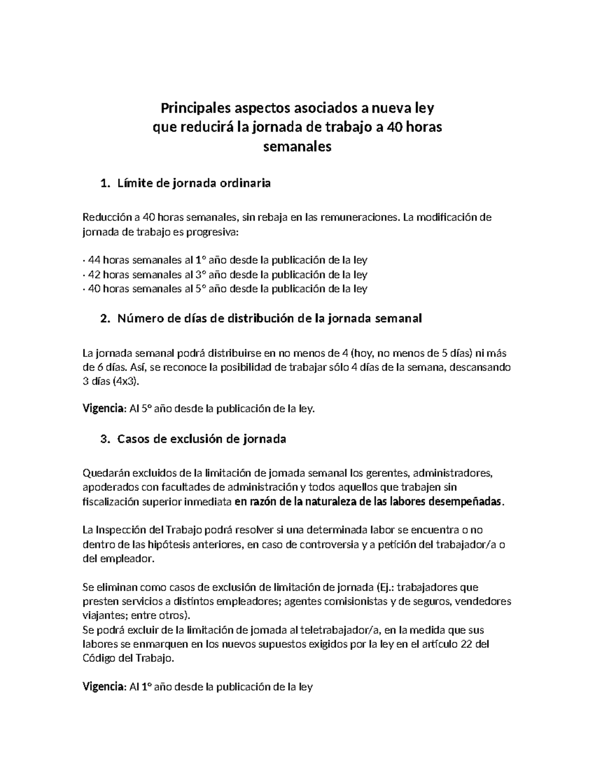 Aspectos Clave de la Nueva Ley de Jornada Laboral a 40 Horas Semanales ...