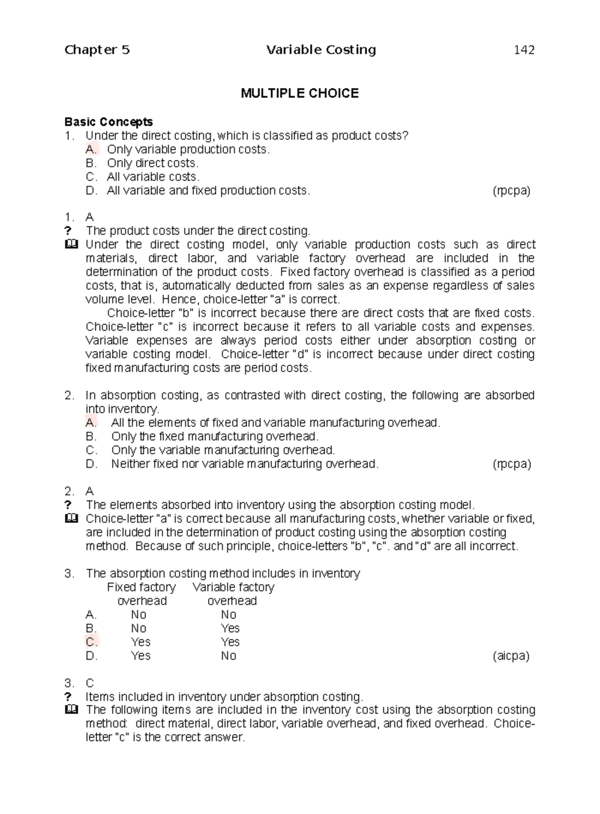 Chapter 5 Variable Costing Concepts - Strategic Management VC 501 - Studocu
