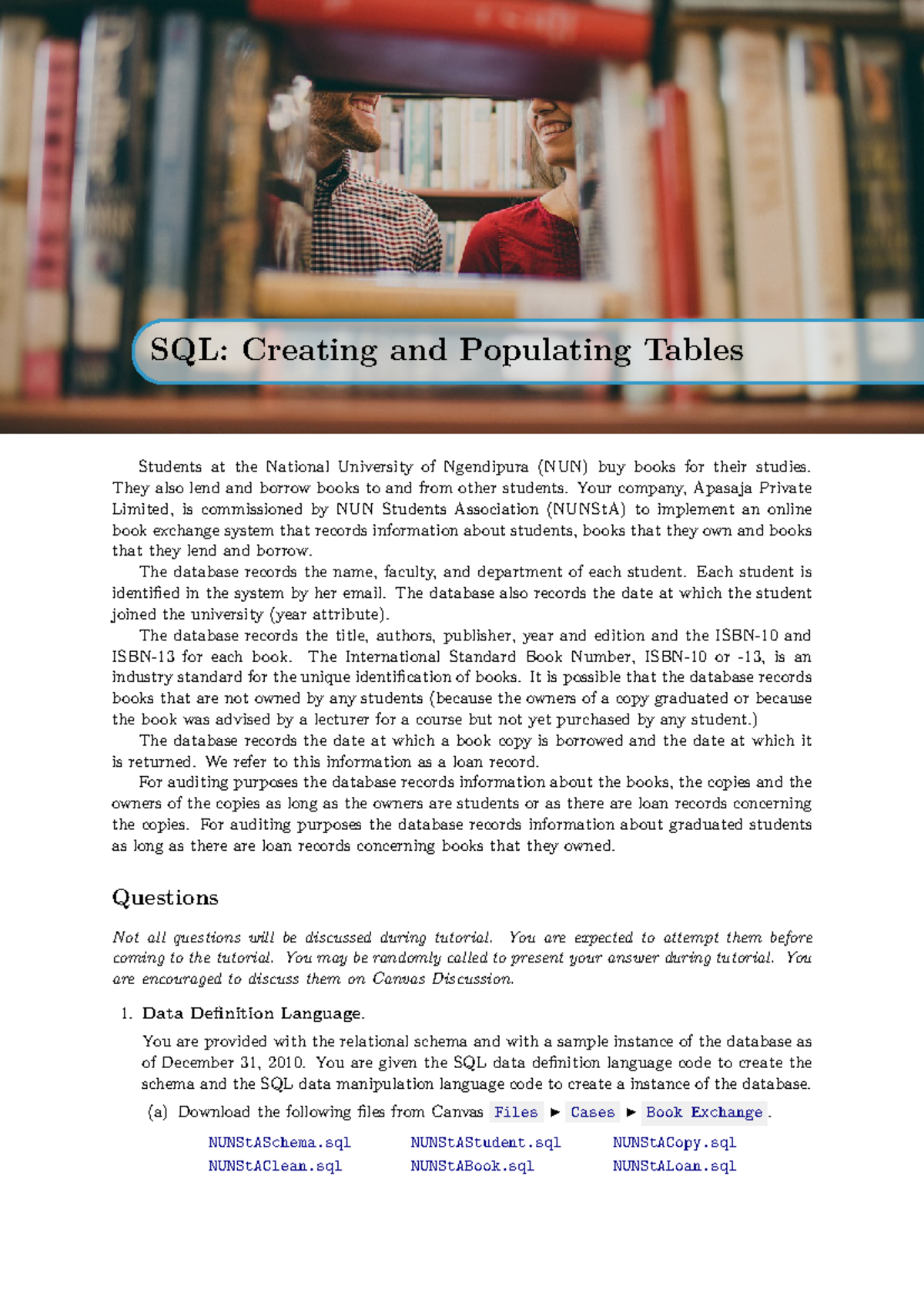 IT5008 S1 SQL: Creating and Populating Tables Tutorial 1 - Studocu