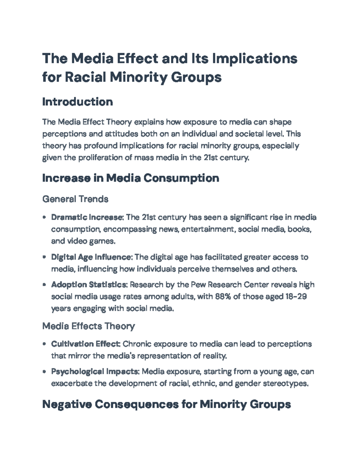 The Media Effect and Its Implications on Racial Minorities (SOC 101 ...
