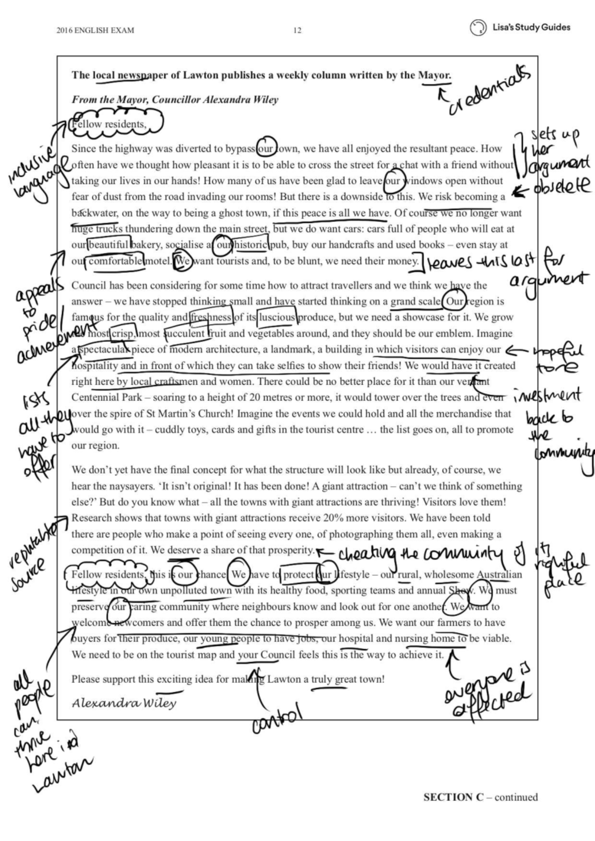 VCAA 2016 Language Analysis Annotations & Essay Guide - Studocu