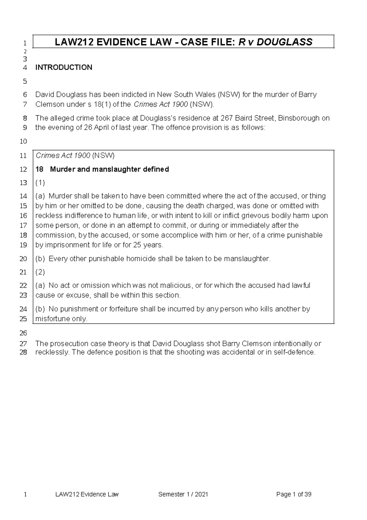 LAW212 EVIDENCE LAW CASE STUDY: R v DOUGLASS - Analysis & Findings ...