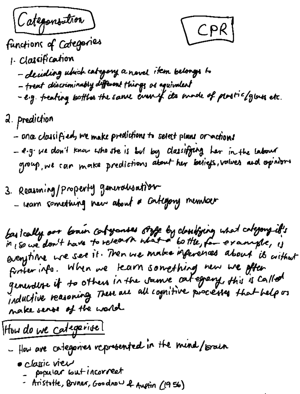 Topic 2: Categorisation Notes on Functions and Theories of Categories ...