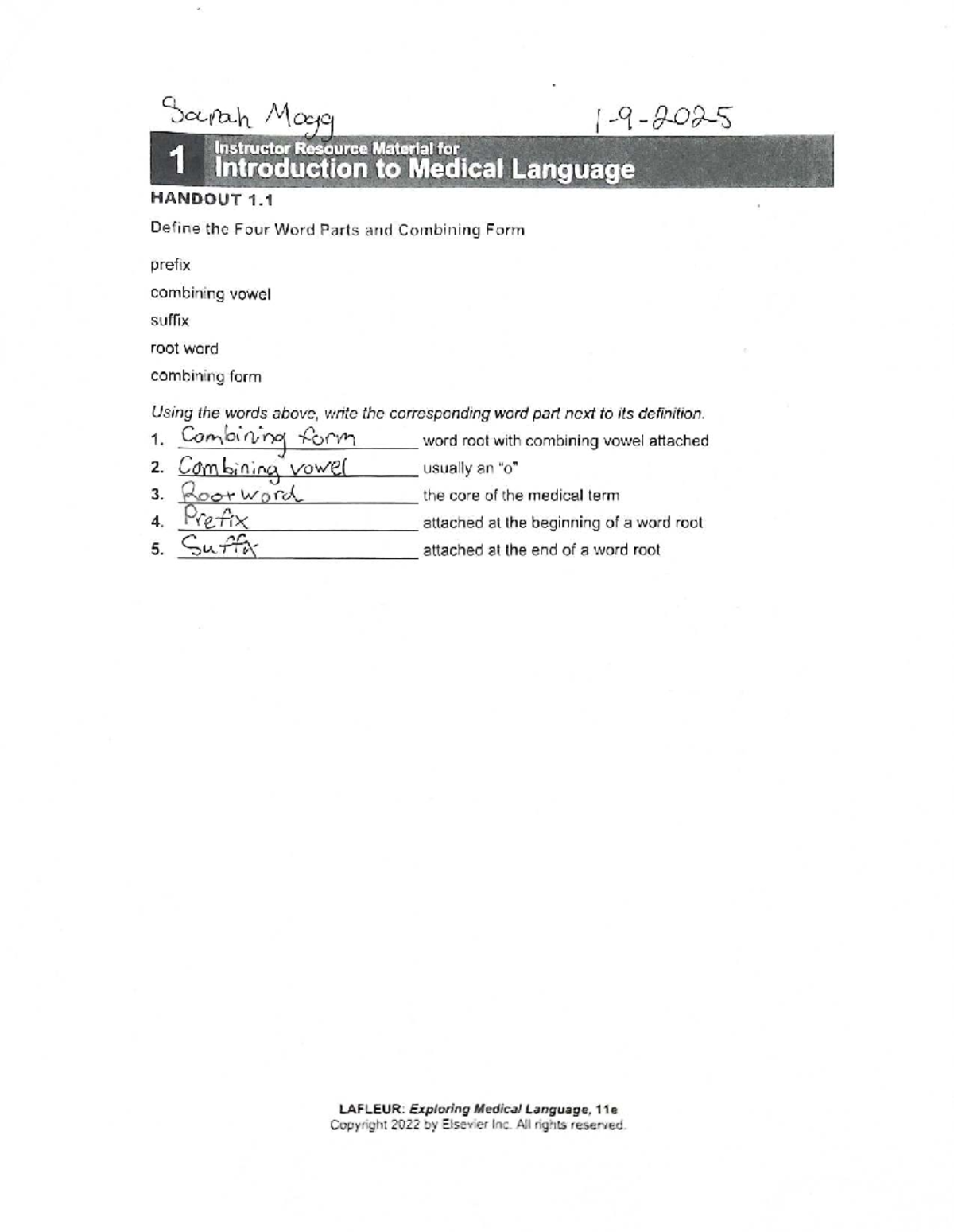 Week 1 HW: Intro to Nursing - Medical Language Word Parts Guide - Studocu