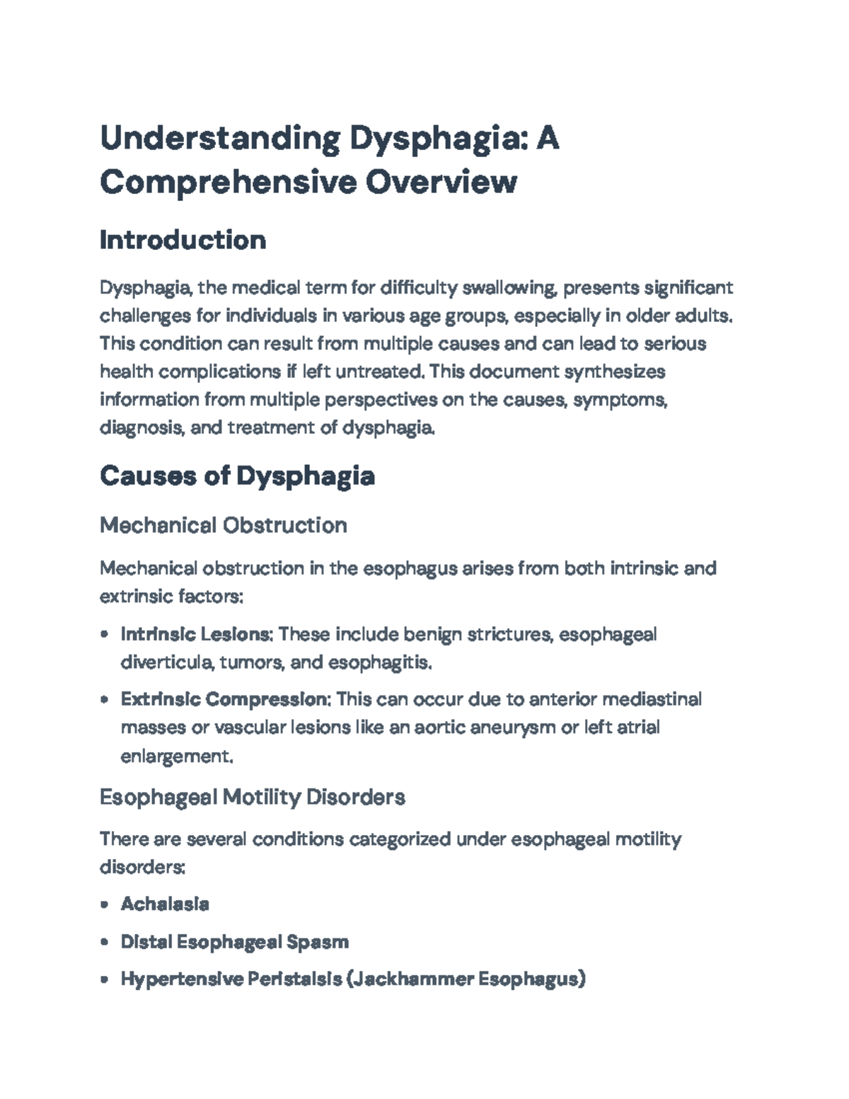 Understanding Dysphagia: Comprehensive Overview and Treatment Options ...