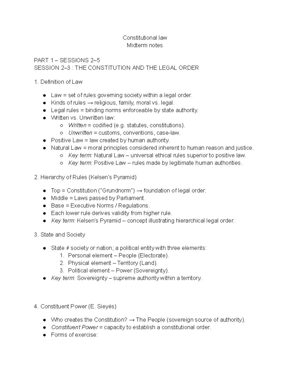 Constitutional Law Midterm Notes (Sessions 1-12) - Studocu