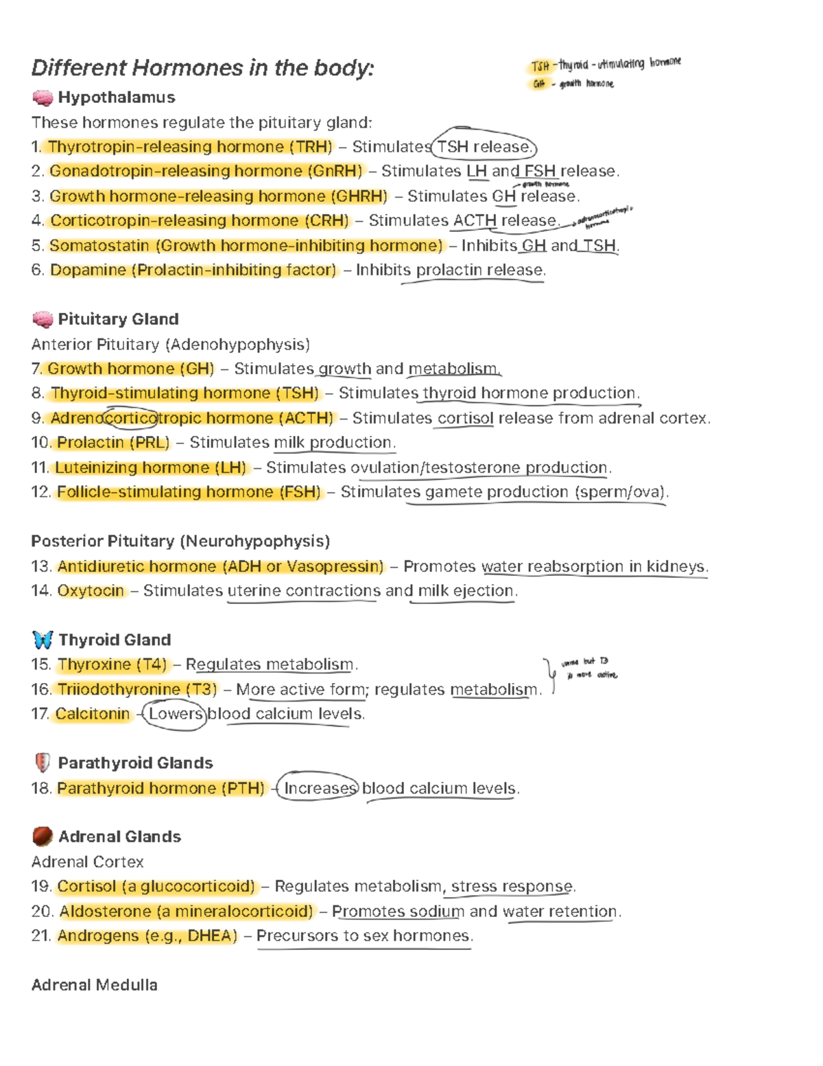 Hormones of the Body: Overview of Regulation and Functions - Studocu