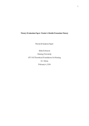Theory Application Paper - Theory Application Paper Erika Robinson NU ...