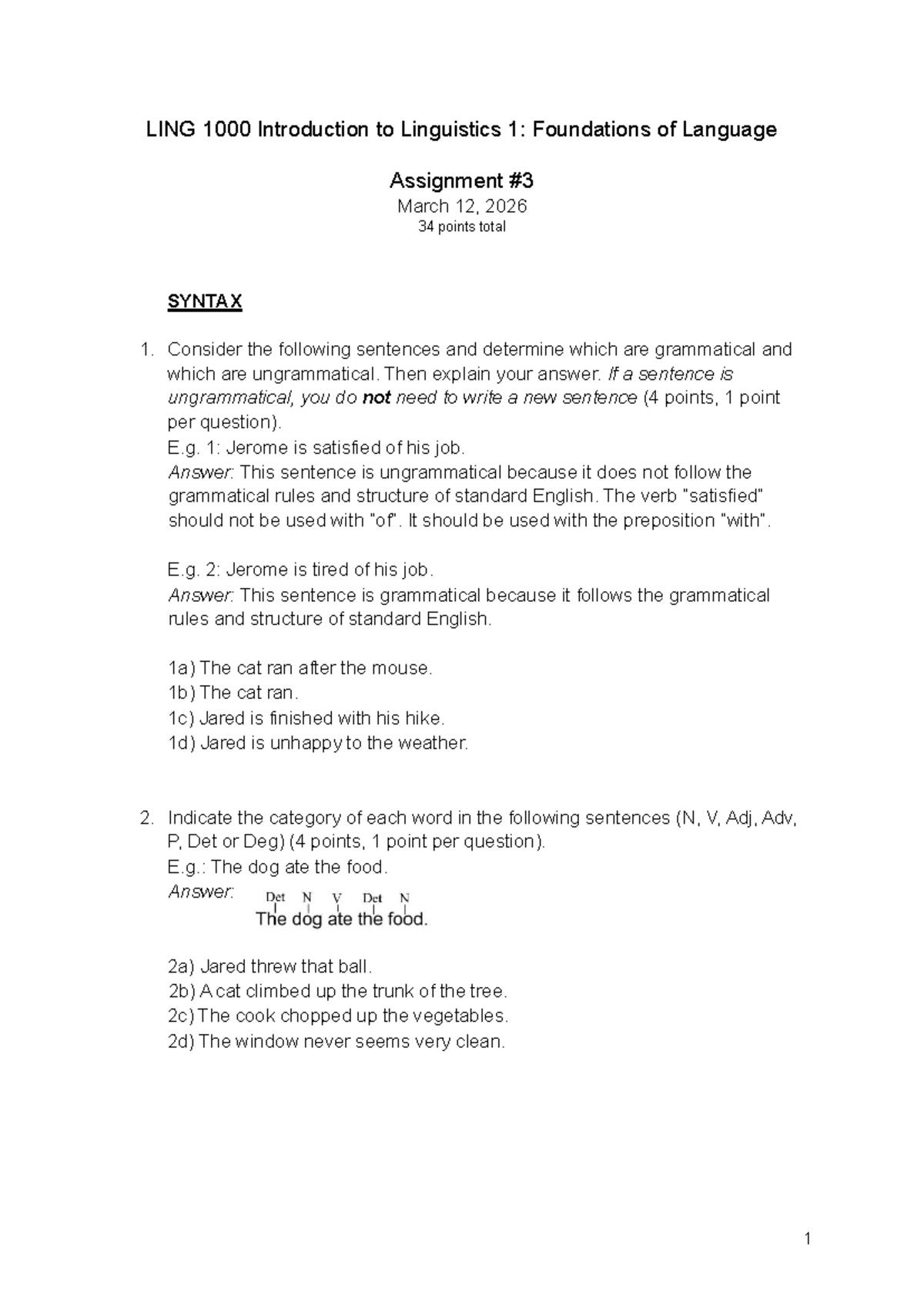 LING1000 Assignment 3: Syntax Analysis and Tree Structures - Studocu