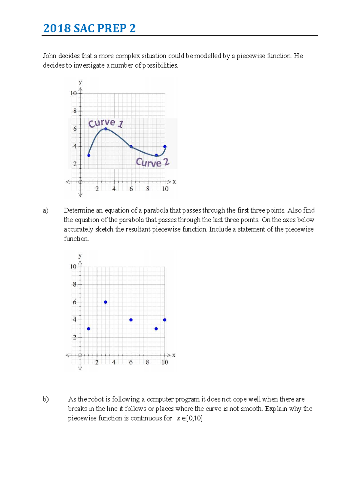 SAC 1 Part 2 Practice: Analyzing Piecewise Functions and Continuity ...