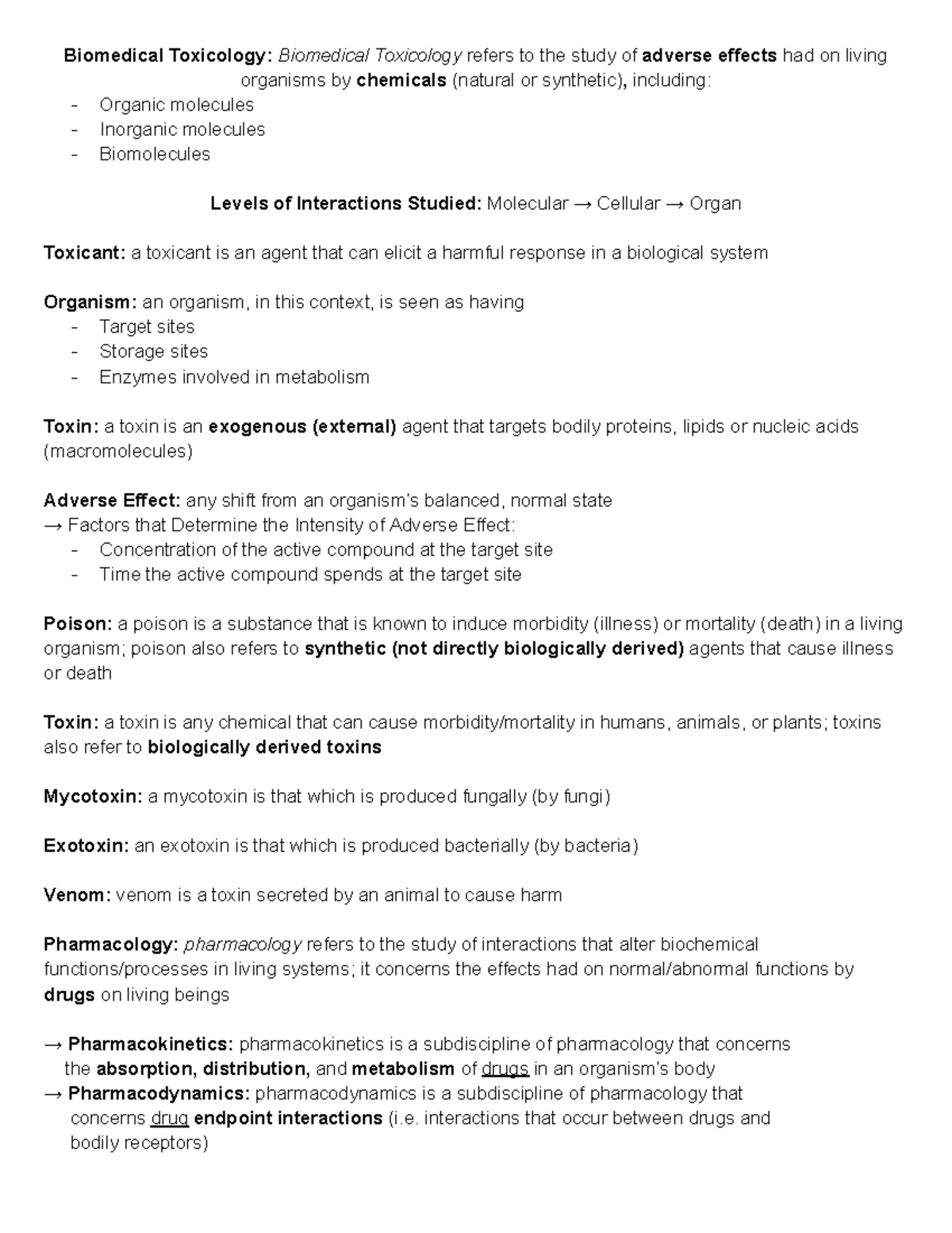 Mock Final Exam Notes: Toxicology & Biological Effects (BIO 101) - Studocu