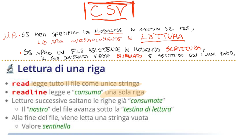 FILE CSV - Schemi e Modalità di Lettura/Scrittura - Studocu