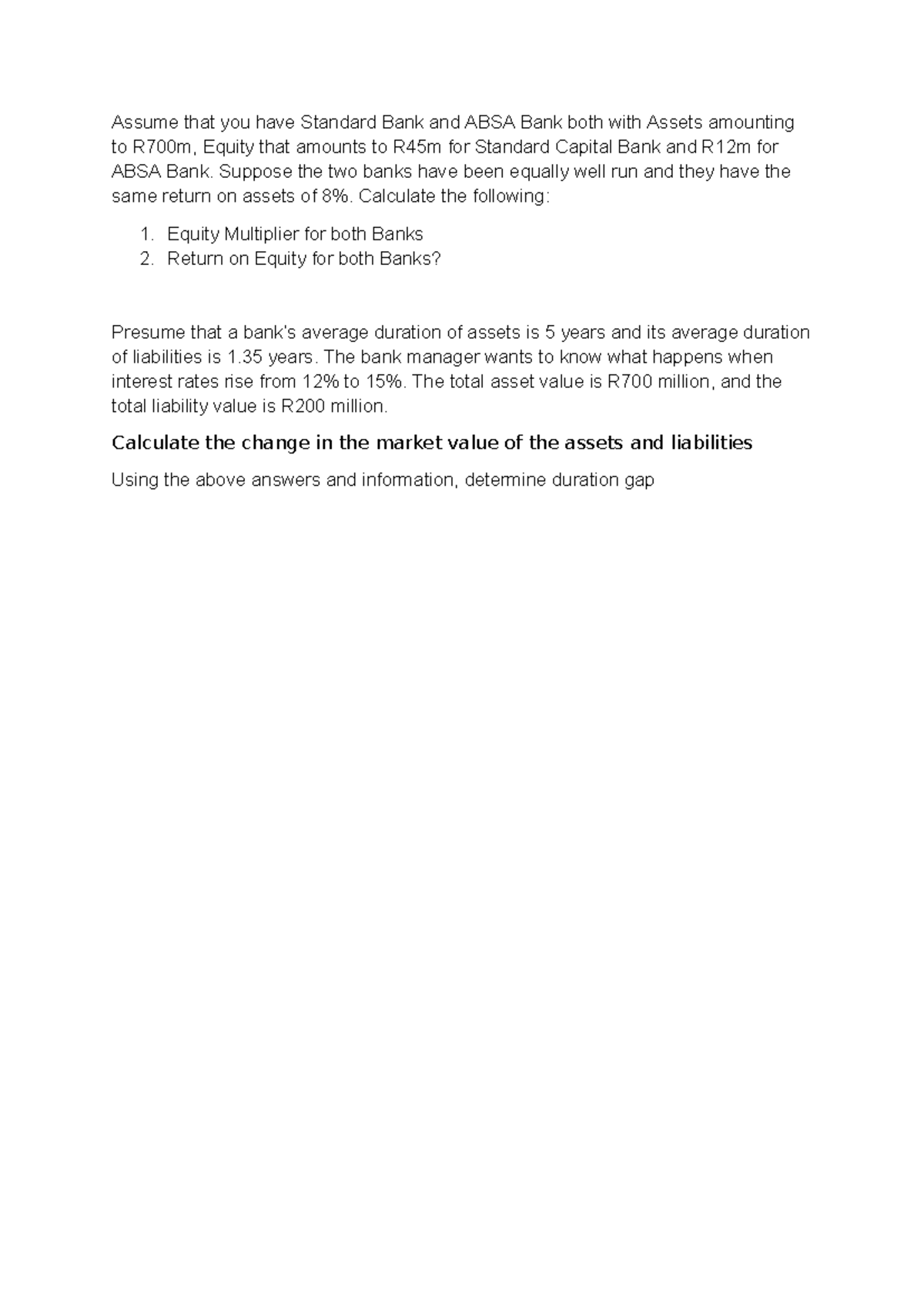 Banking Analysis: Equity Multiplier & ROE Calculation (Practice) - Studocu