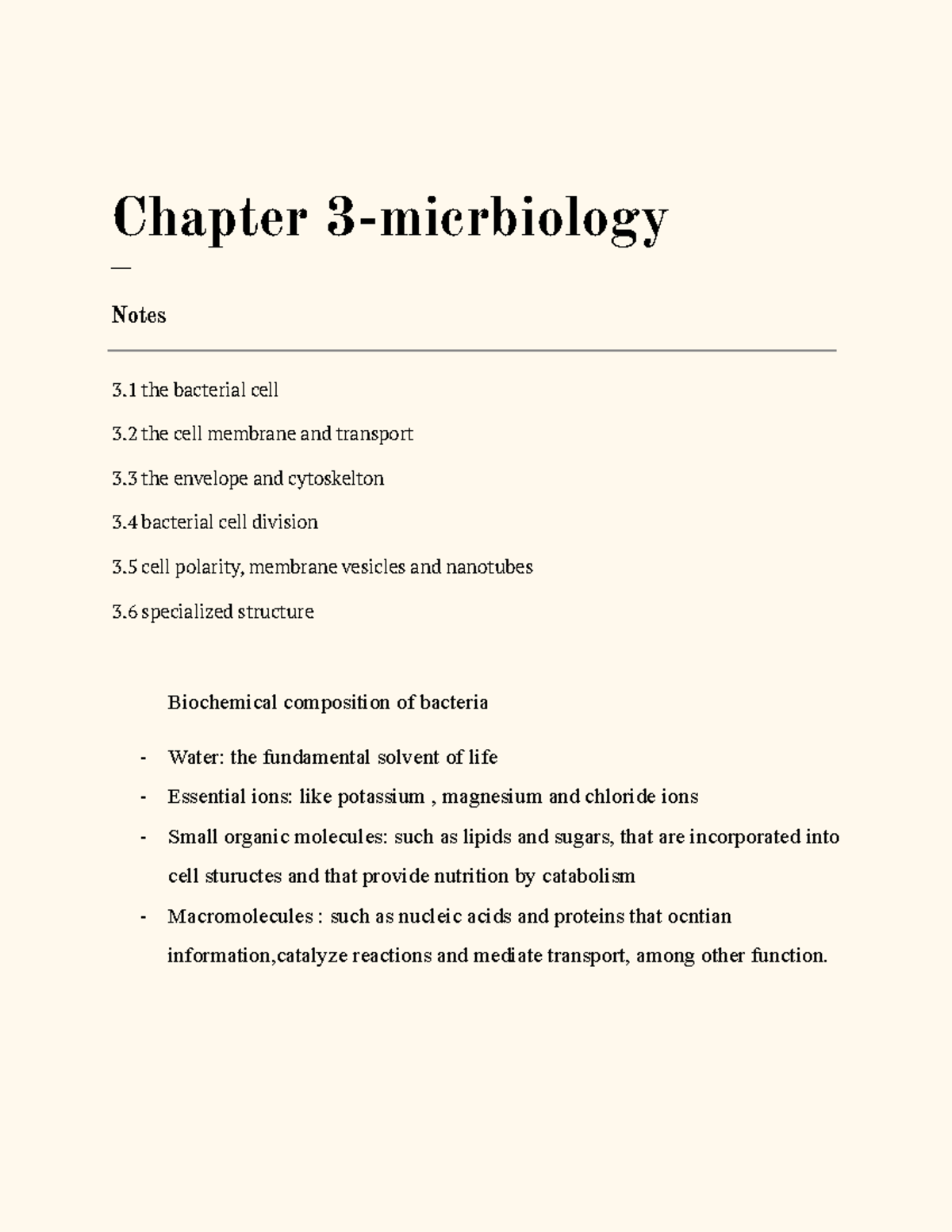 Chapter 3-cell structure and function - Chapter 3-micrbiology Notes 3 ...