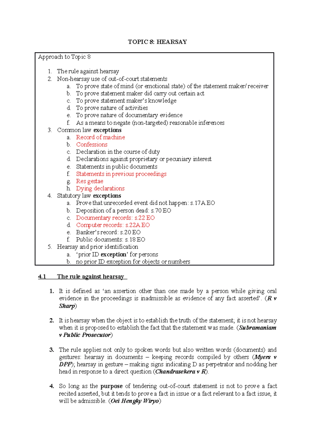 Topics 1 & 2 - tutorial questions - LW4616 and LW5616 Law of Evidence ...