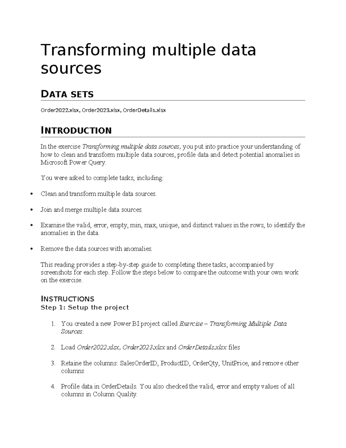 Transforming Multiple Data Sources: Power Query Guide for DATA SETS ...